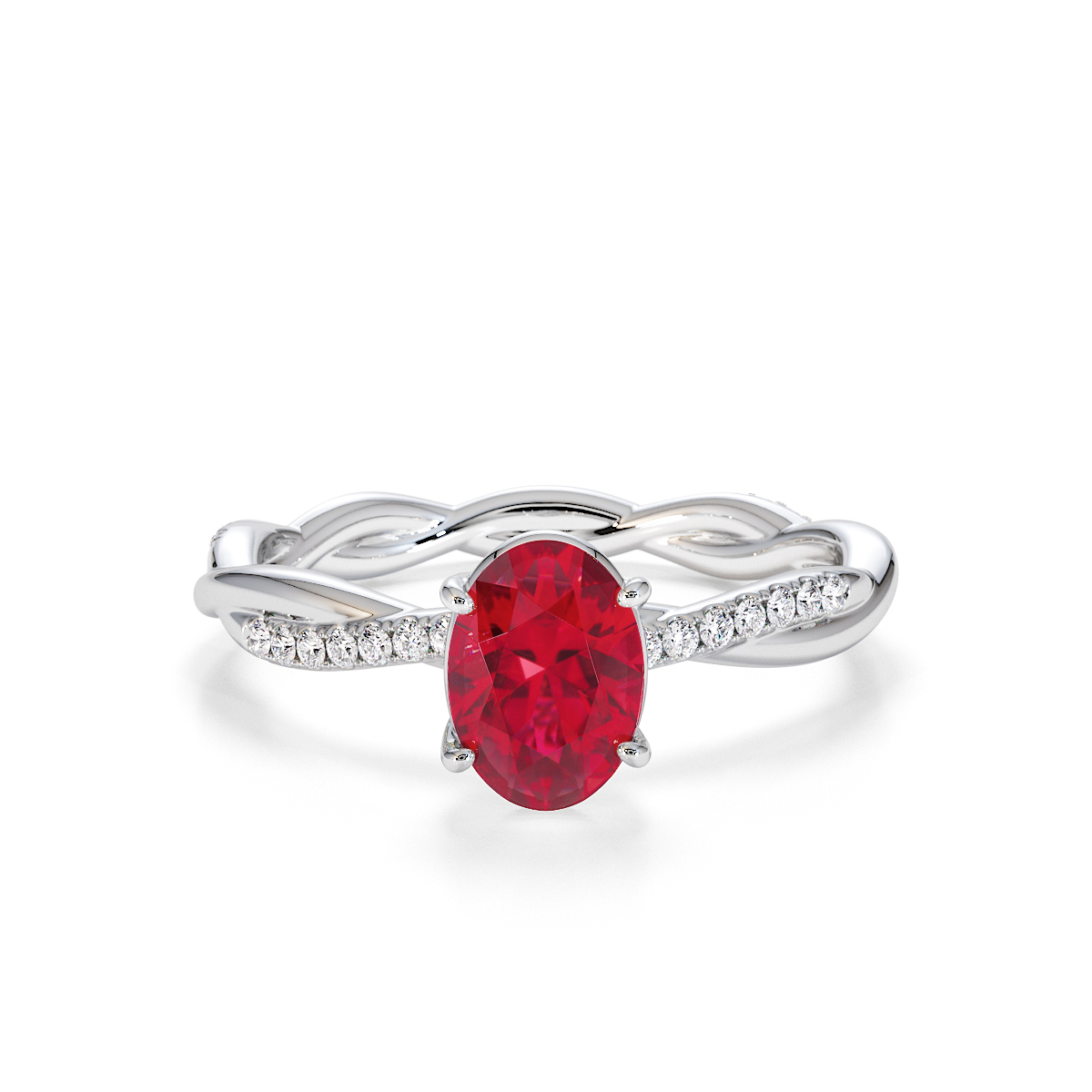 Gold / Platinum Ruby and Diamond Engagement Ring RZ3386