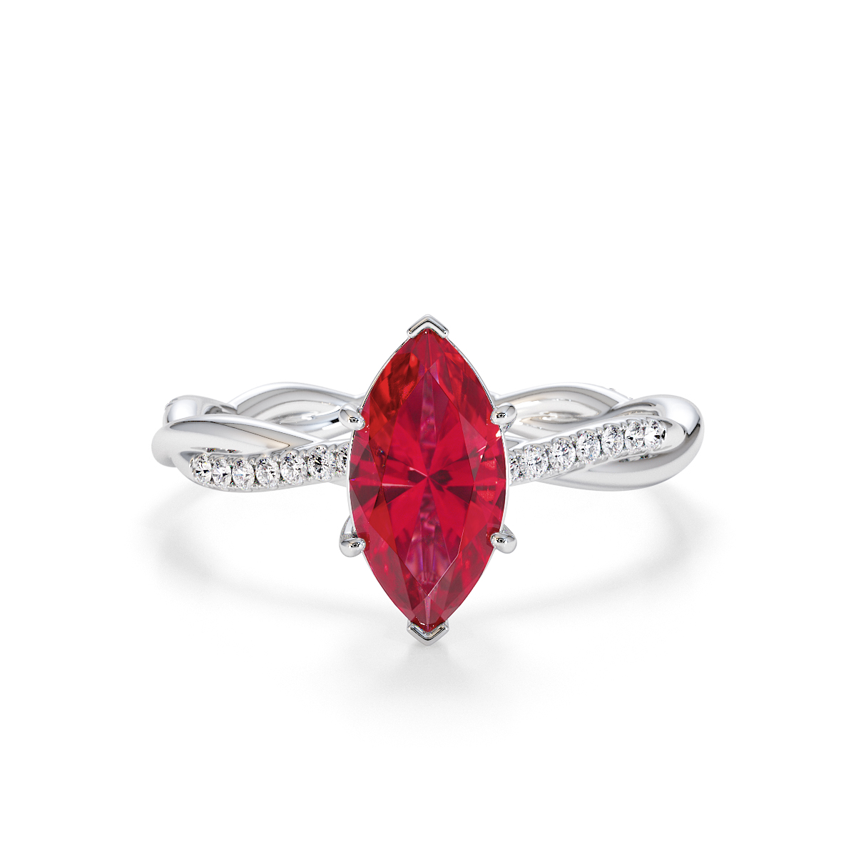 Gold / Platinum Ruby and Diamond Engagement Ring RZ3391