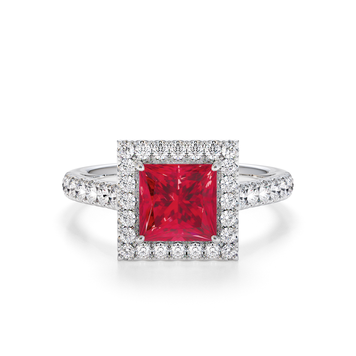 Gold / Platinum Ruby and Diamond Engagement Ring RZ3395
