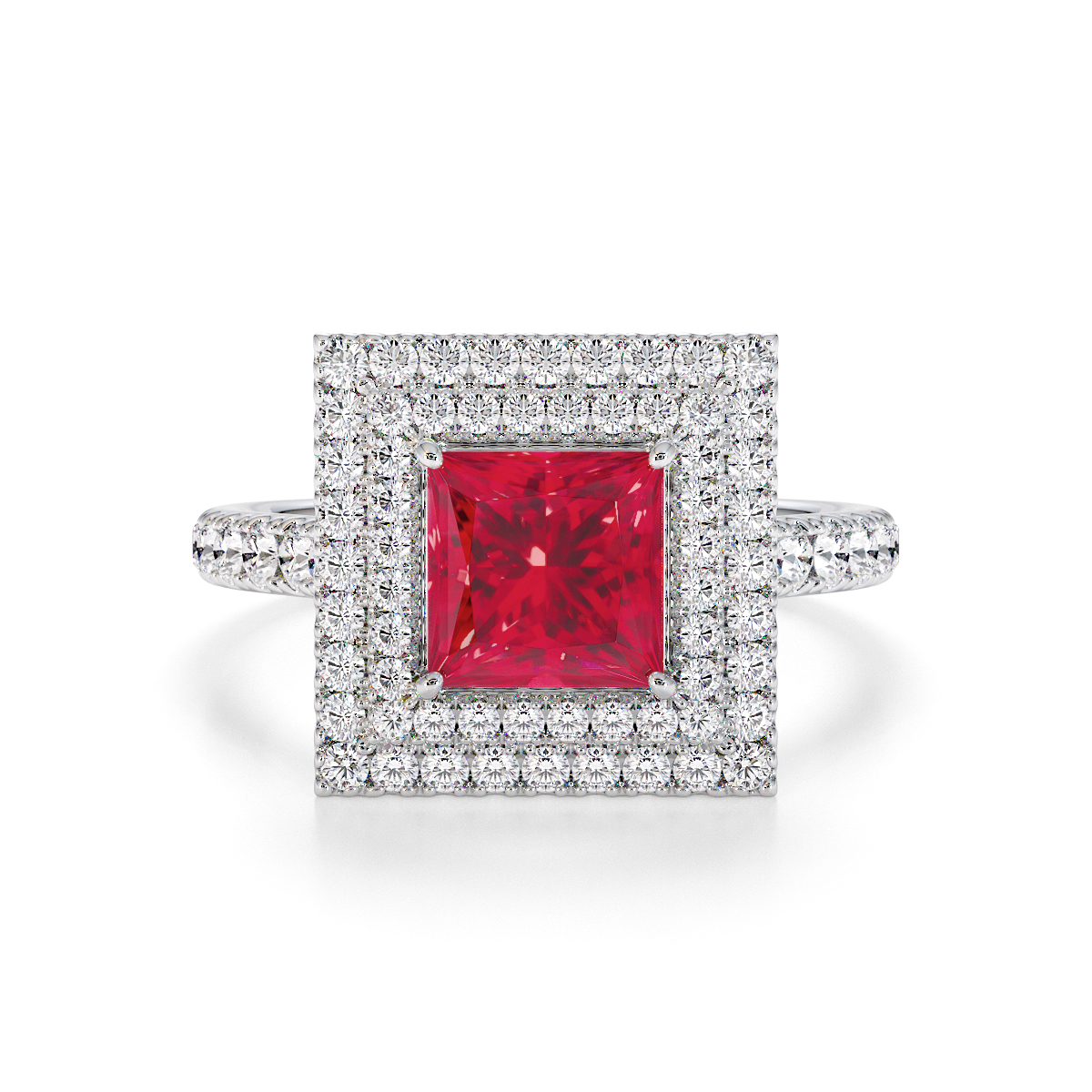 Gold / Platinum Ruby and Diamond Engagement Ring RZ3403