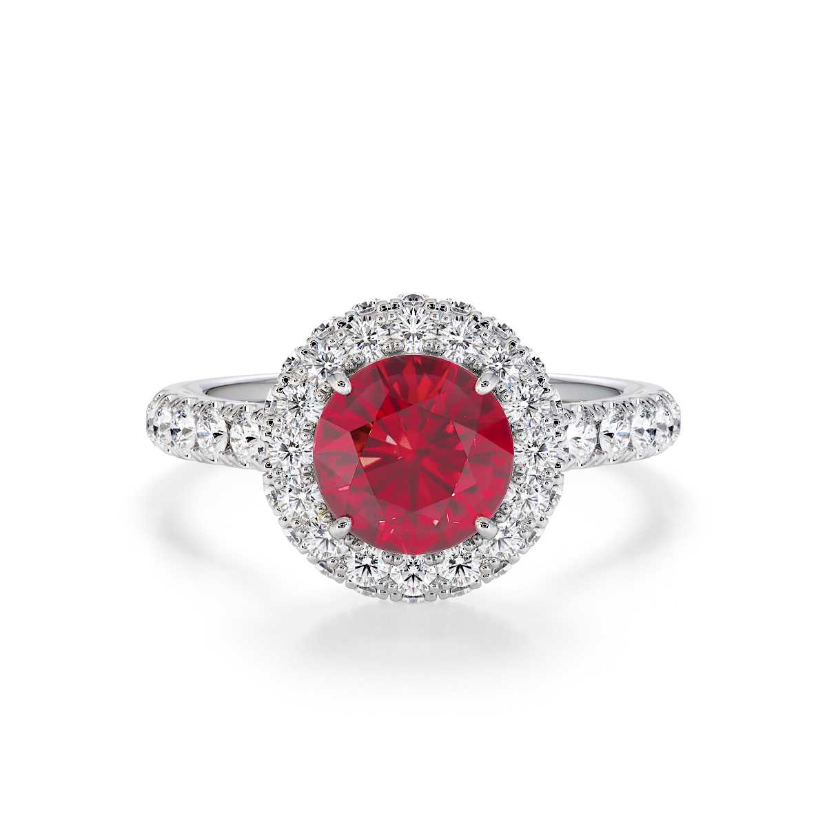 Gold / Platinum Ruby and Diamond Engagement Ring RZ3409