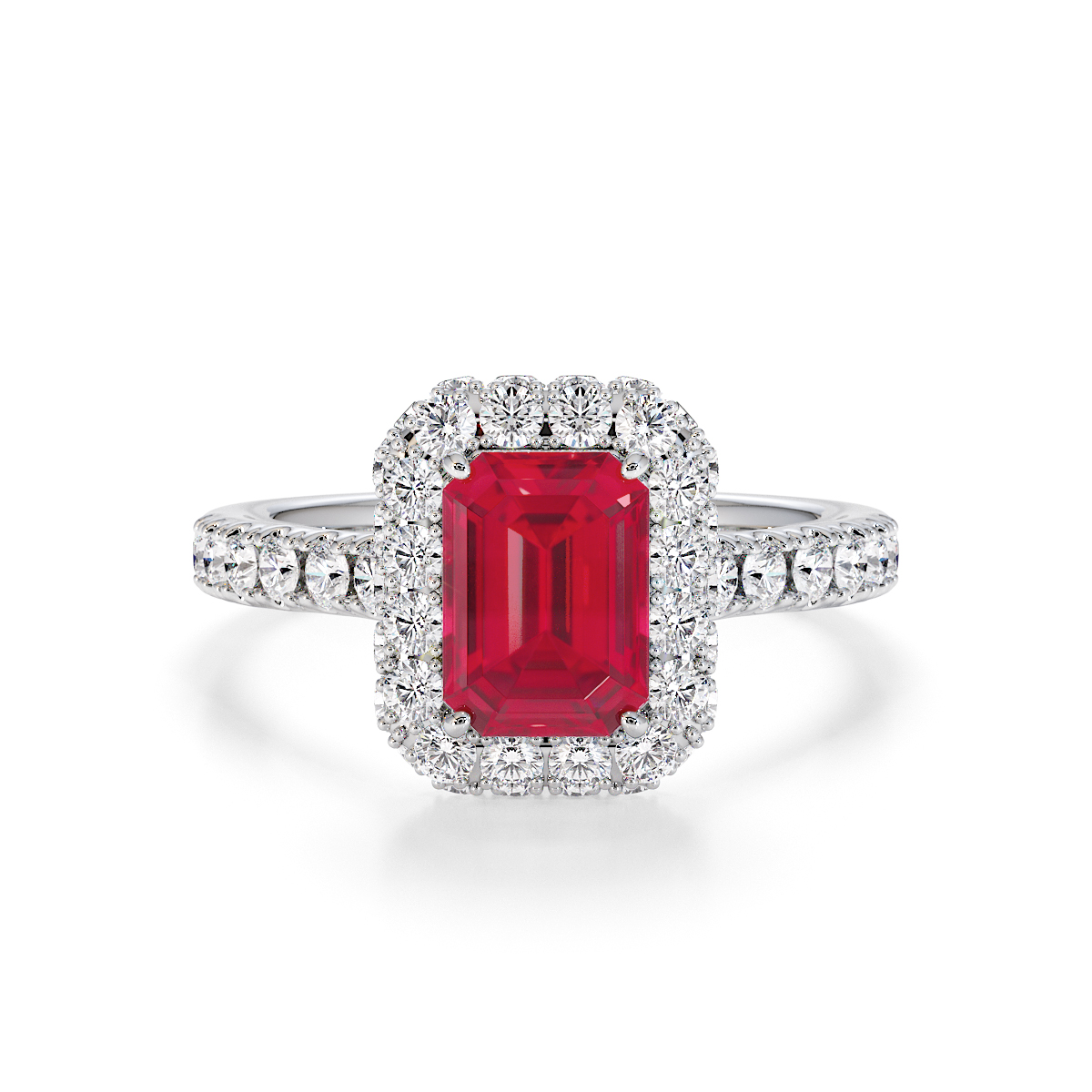 Gold / Platinum Ruby and Diamond Engagement Ring RZ3410