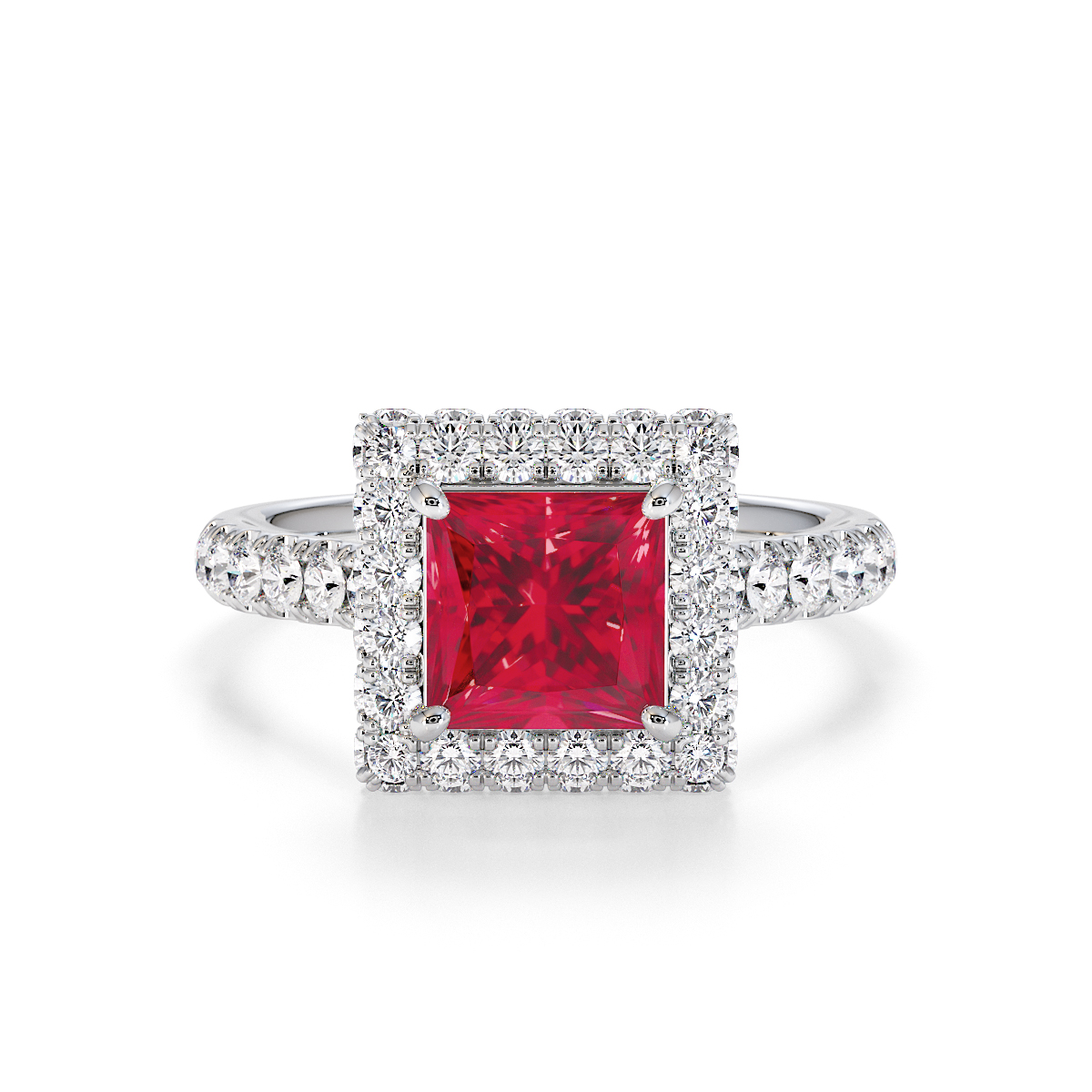 Gold / Platinum Ruby and Diamond Engagement Ring RZ3411