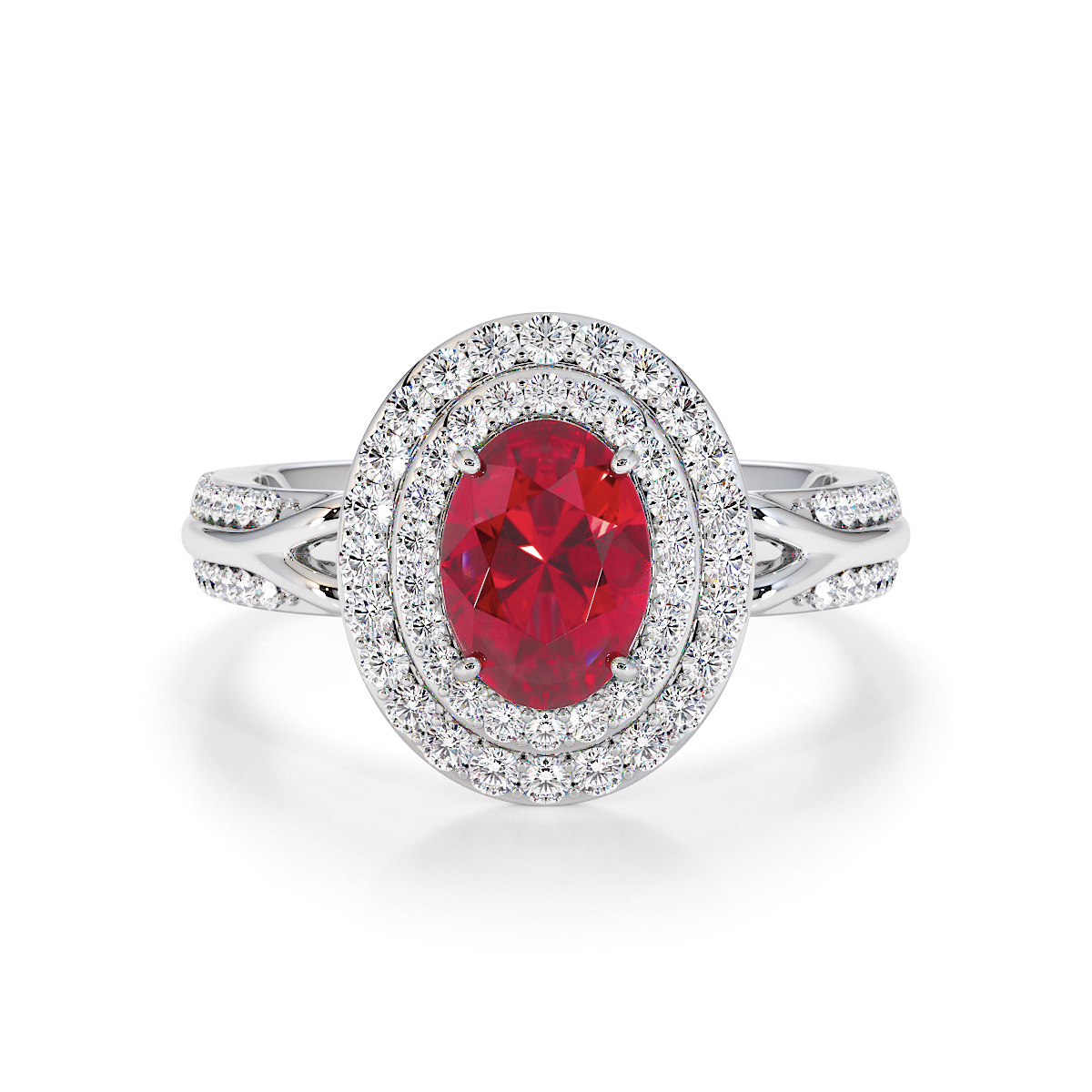 Gold / Platinum Ruby and Diamond Engagement Ring RZ3428