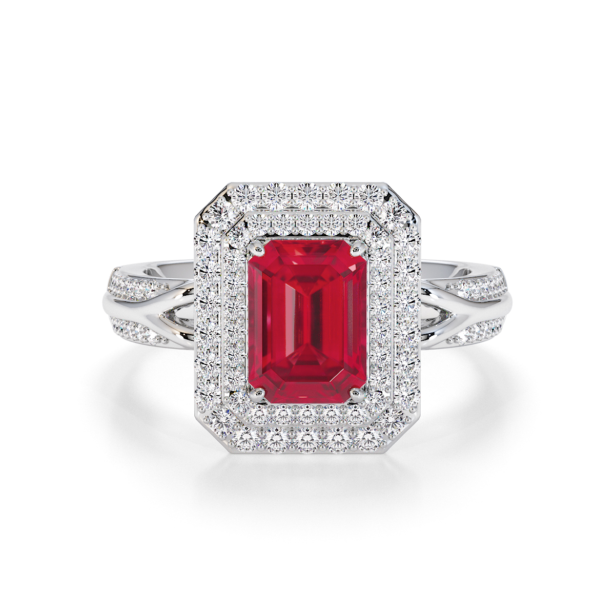 Gold / Platinum Ruby and Diamond Engagement Ring RZ3429