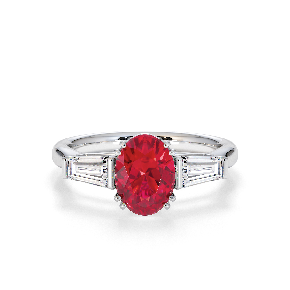 Gold / Platinum Ruby and Diamond Engagement Ring RZ3437