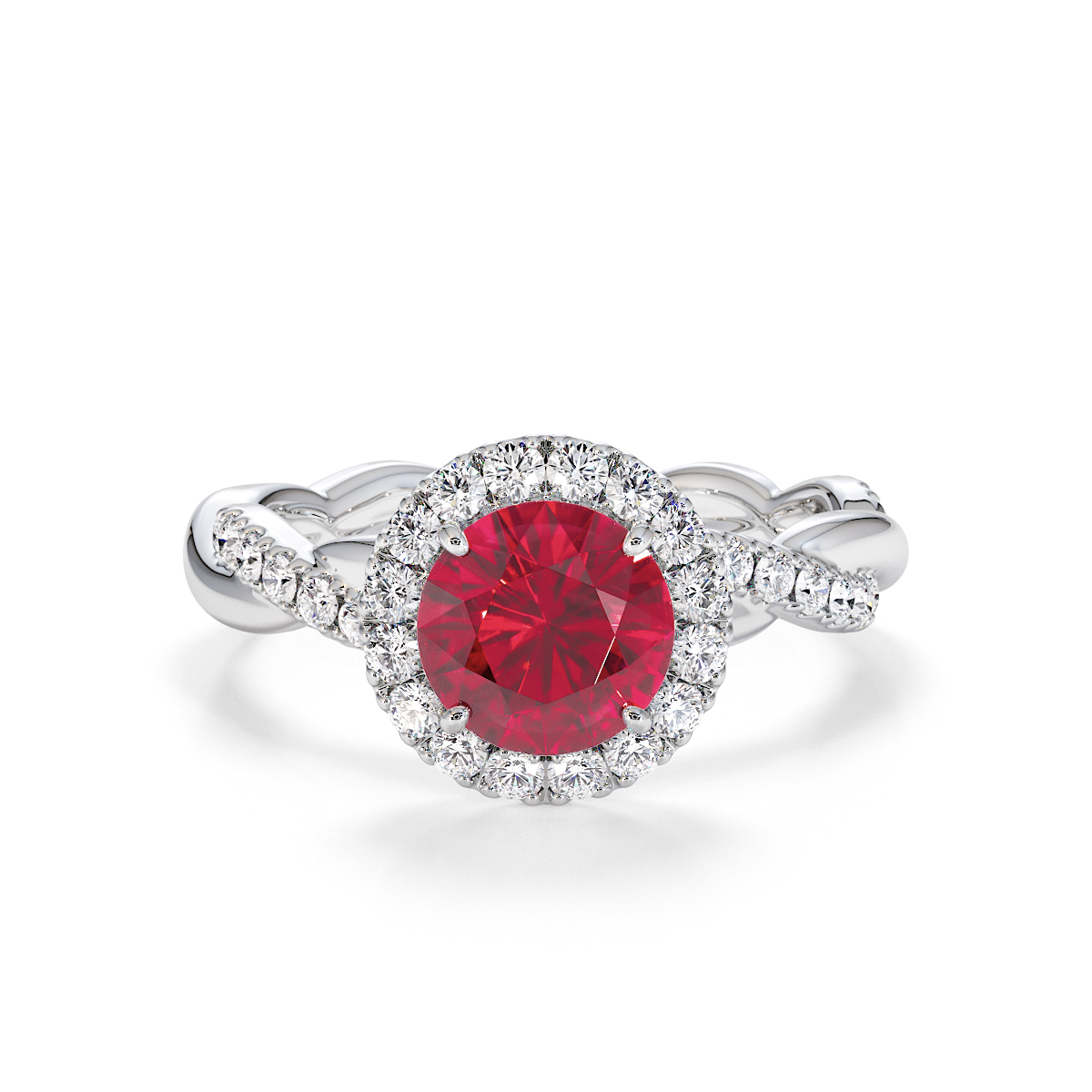 Gold / Platinum Ruby and Diamond Engagement Ring RZ3453