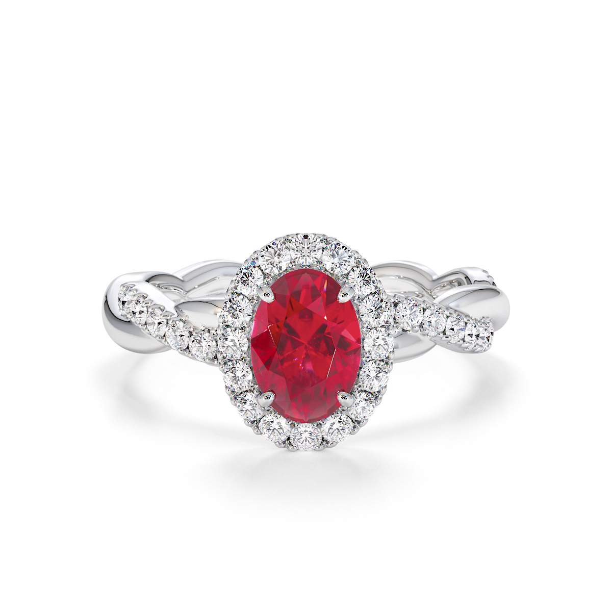 Gold / Platinum Ruby and Diamond Engagement Ring RZ3456