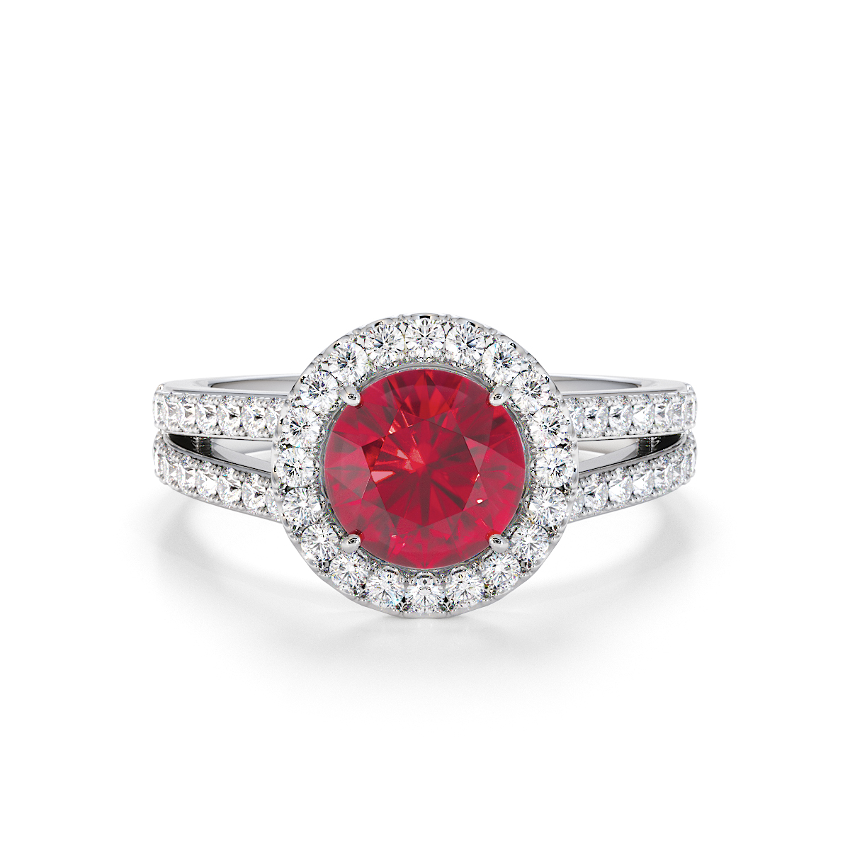 Gold / Platinum Ruby and Diamond Engagement Ring RZ3460