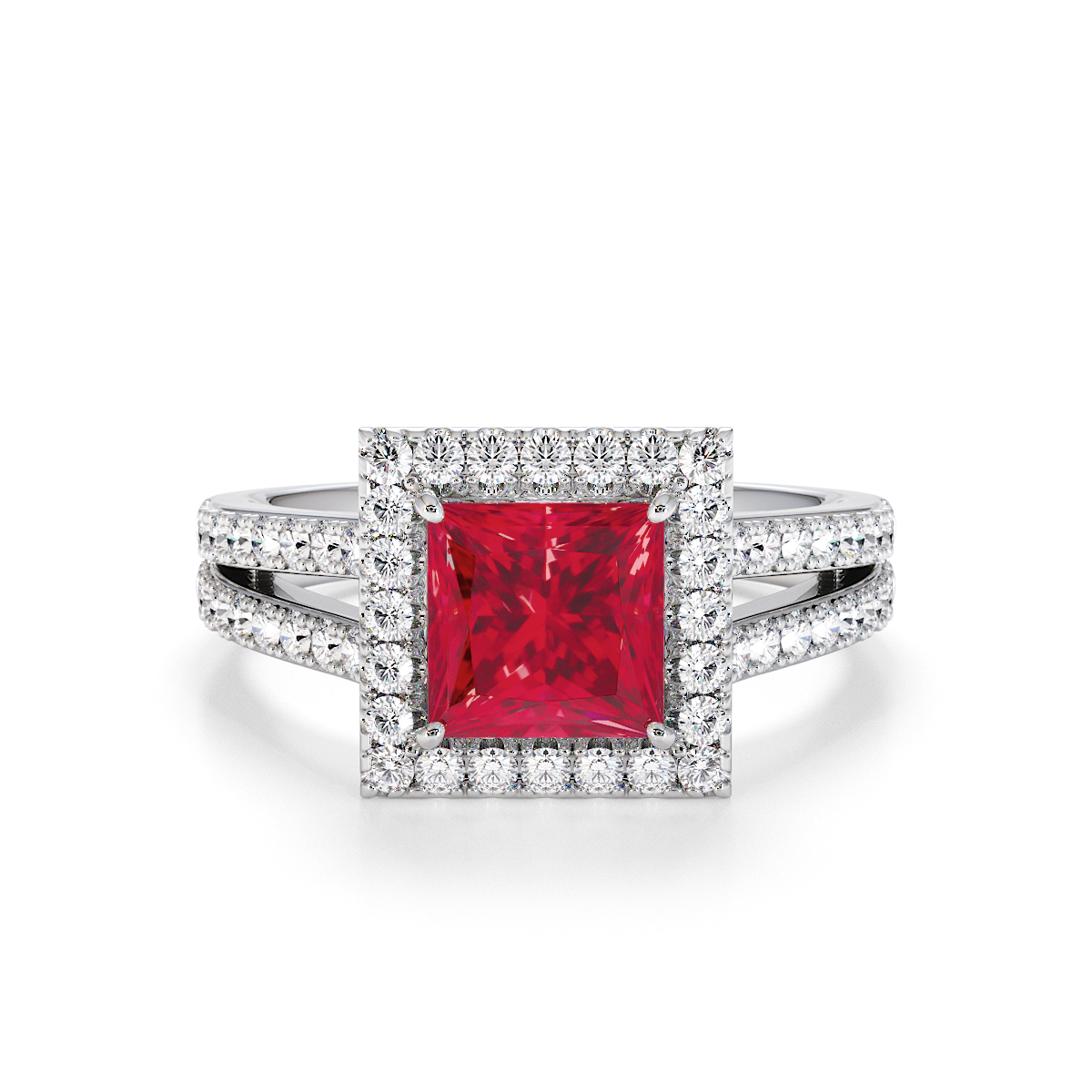 Gold / Platinum Ruby and Diamond Engagement Ring RZ3462