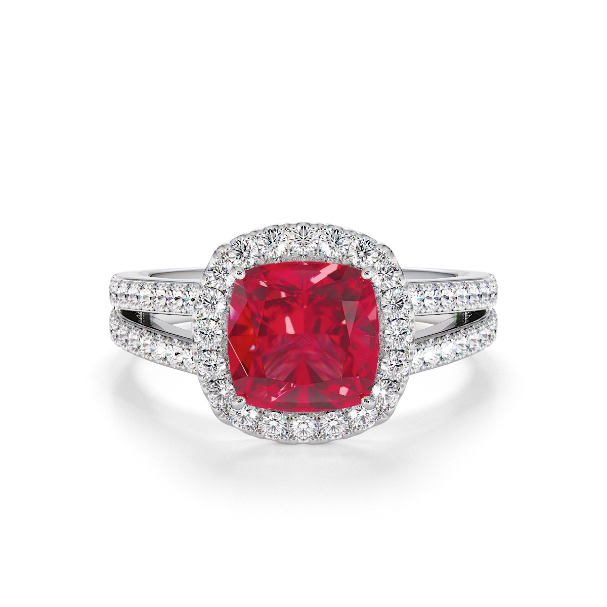 Gold / Platinum Ruby and Diamond Engagement Ring RZ3464