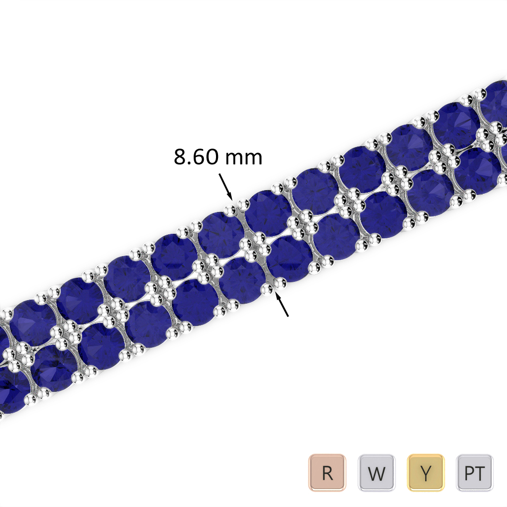32 Ct Sapphire Bracelet in Gold/Platinum AGBRL-1040