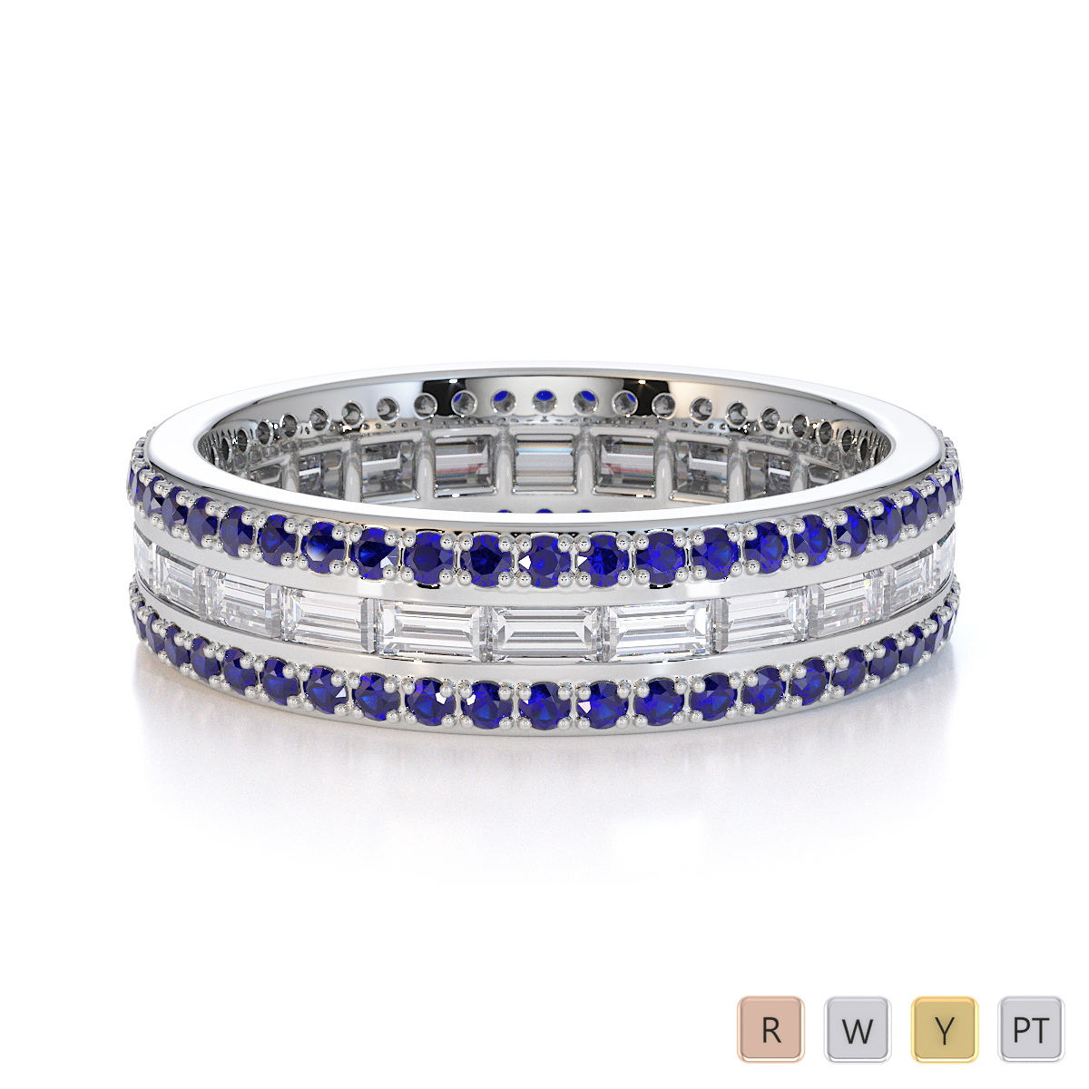 Gold / Platinum Blue Sapphire and Diamond Full Eternity Ring RZ1508