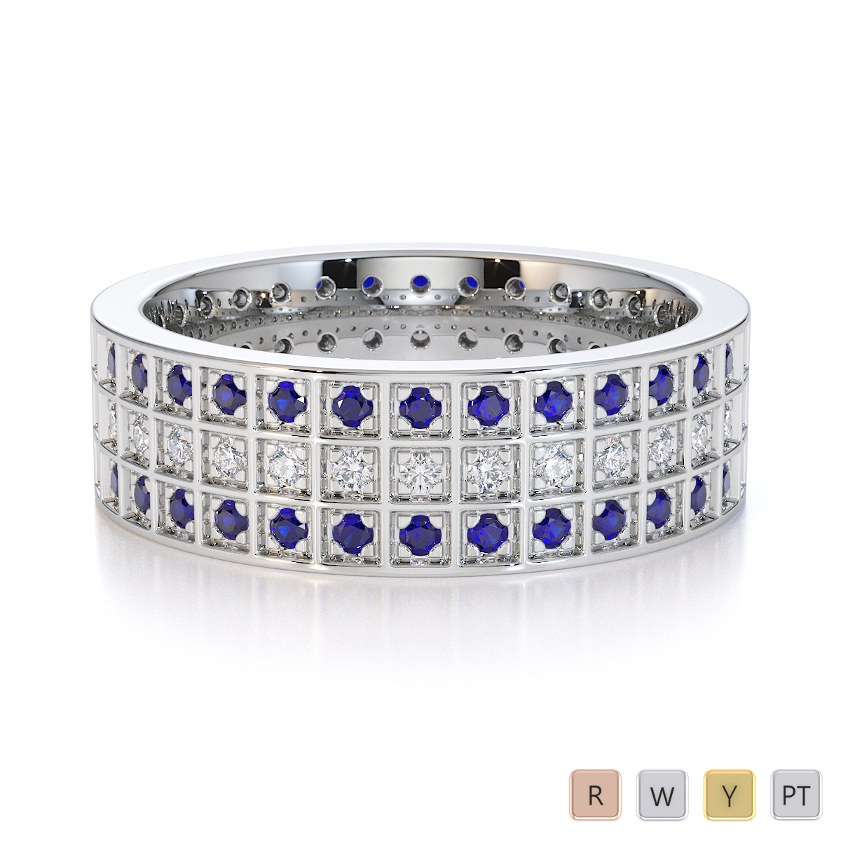 Gold / Platinum Blue Sapphire and Diamond Full Eternity Ring RZ1512