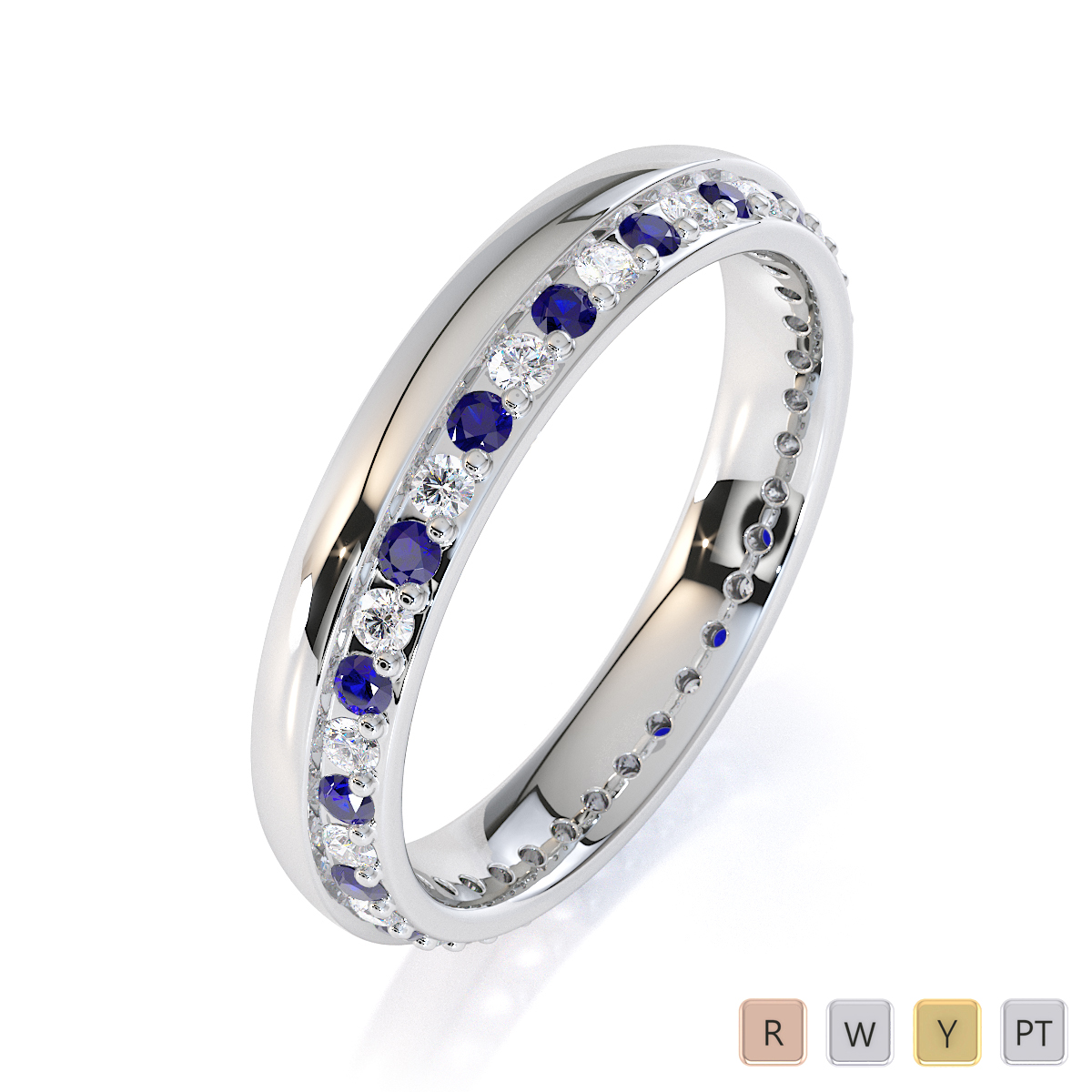 Gold / Platinum Blue Sapphire and Diamond Full Eternity Ring RZ1516