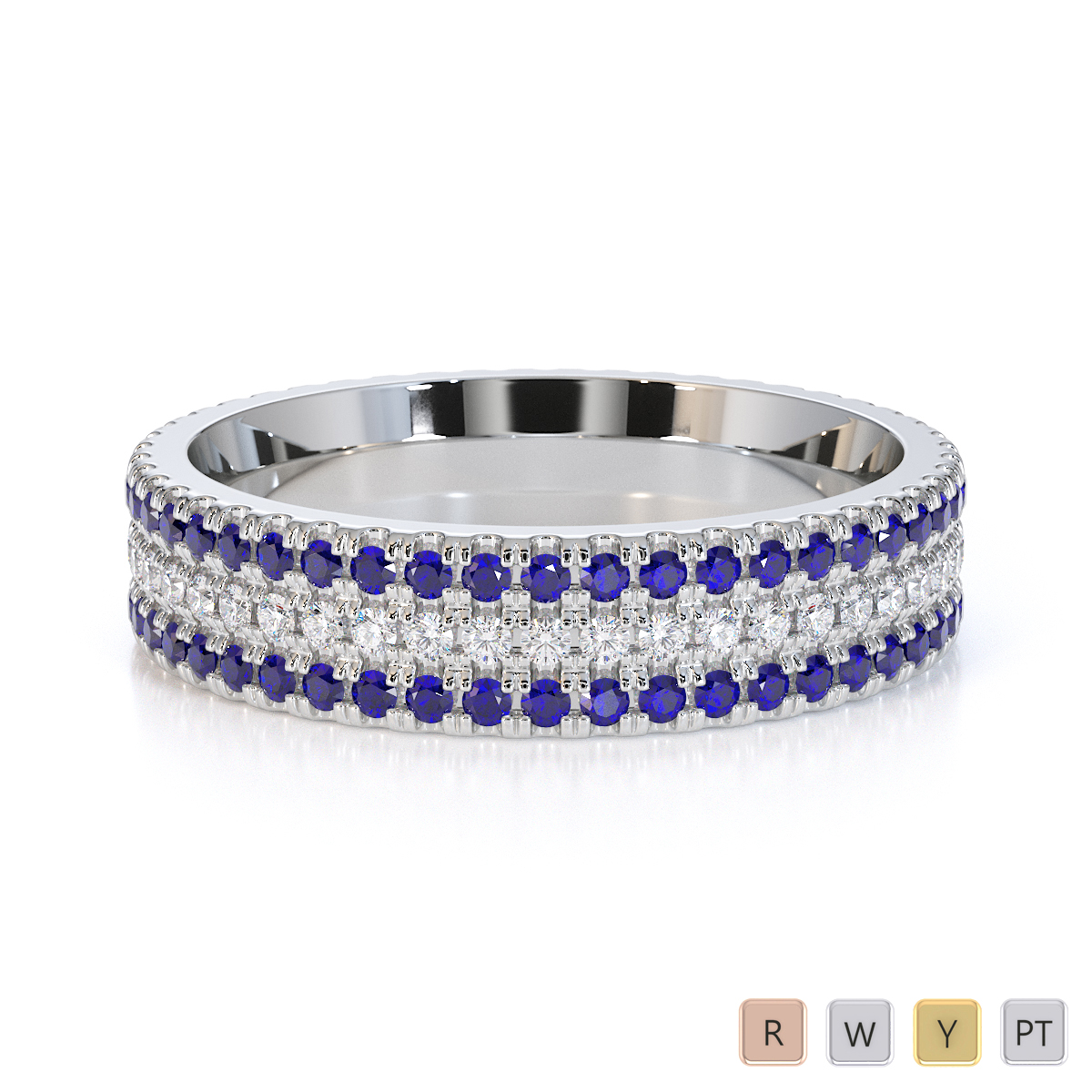 Gold / Platinum Blue Sapphire and Diamond Full Eternity Ring RZ1518