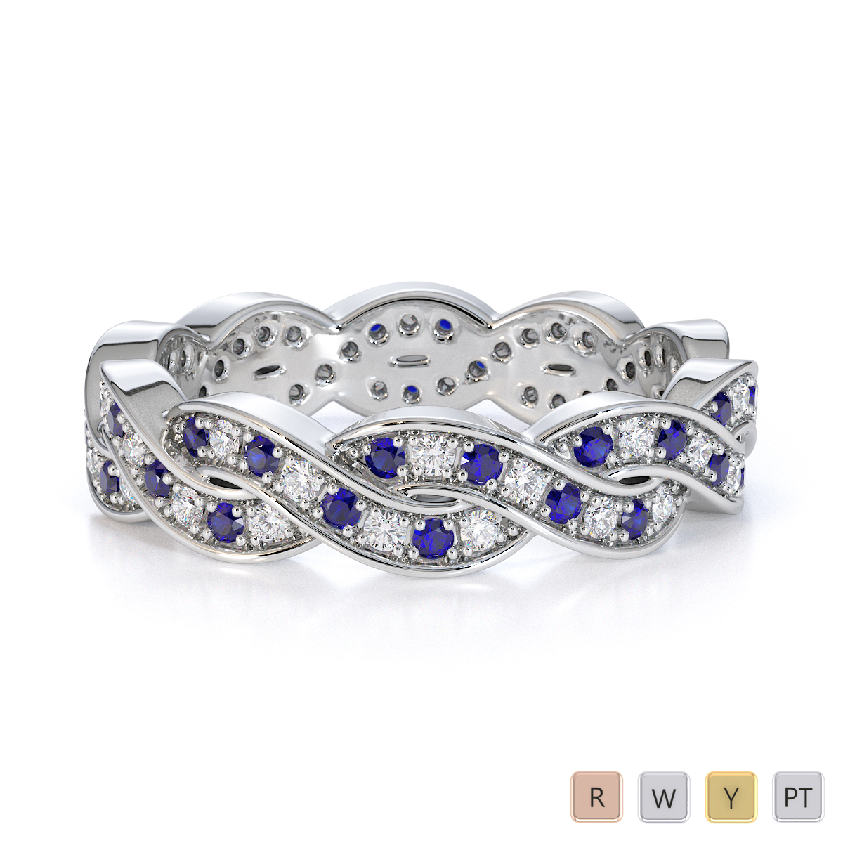Gold / Platinum Blue Sapphire and Diamond Full Eternity Ring RZ1520