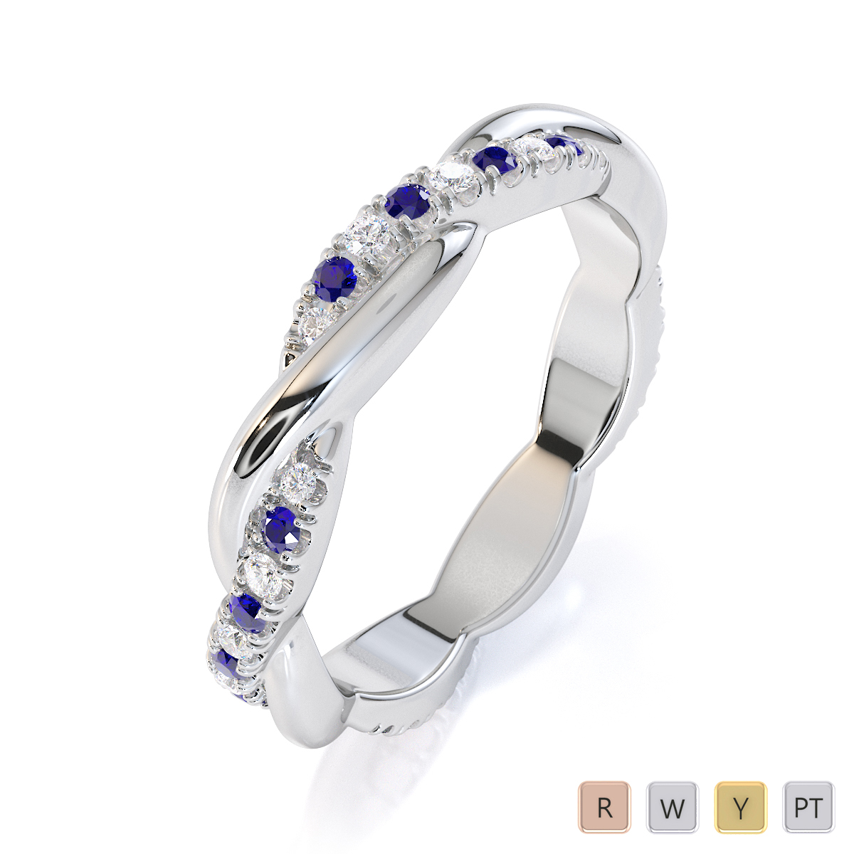Gold / Platinum Blue Sapphire and Diamond Full Eternity Ring RZ1522