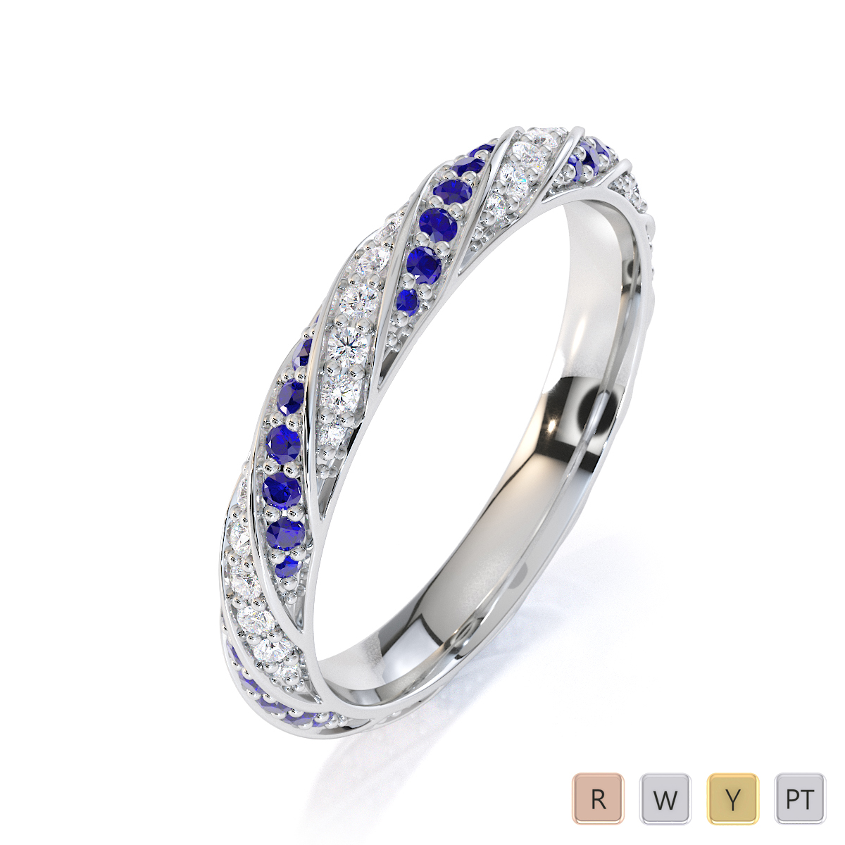 Gold / Platinum Blue Sapphire and Diamond Full Eternity Ring RZ1528