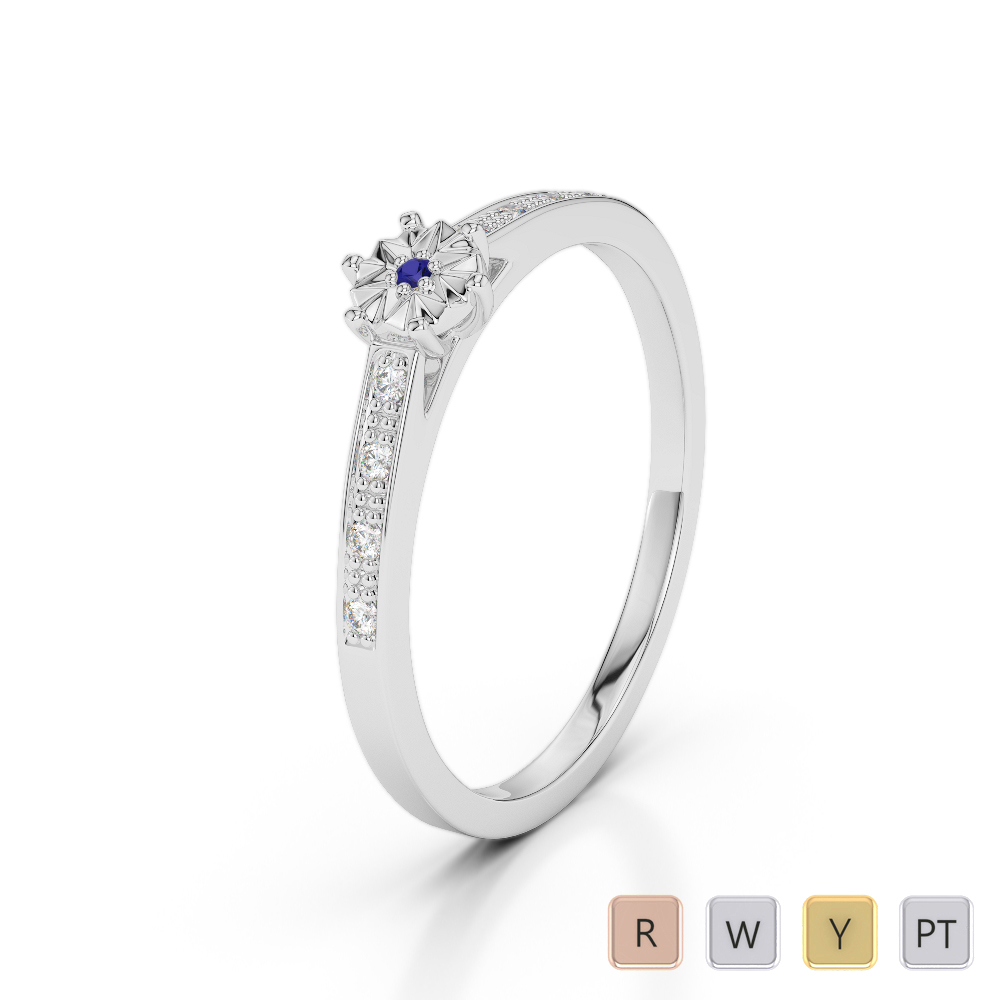 Gold / Platinum Round Cut Sapphire and Diamond Engagement Ring AGDR-1167