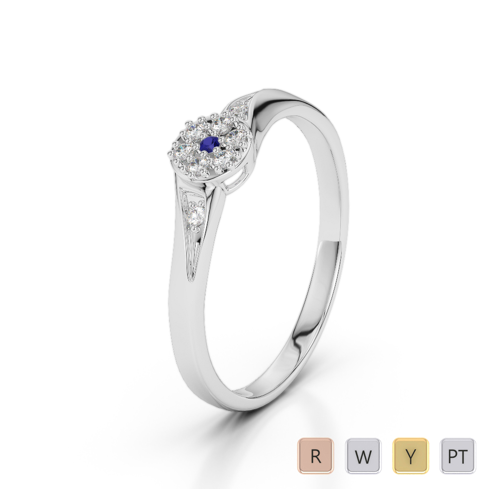 Gold / Platinum Round Cut Sapphire and Diamond Engagement Ring AGDR-1168