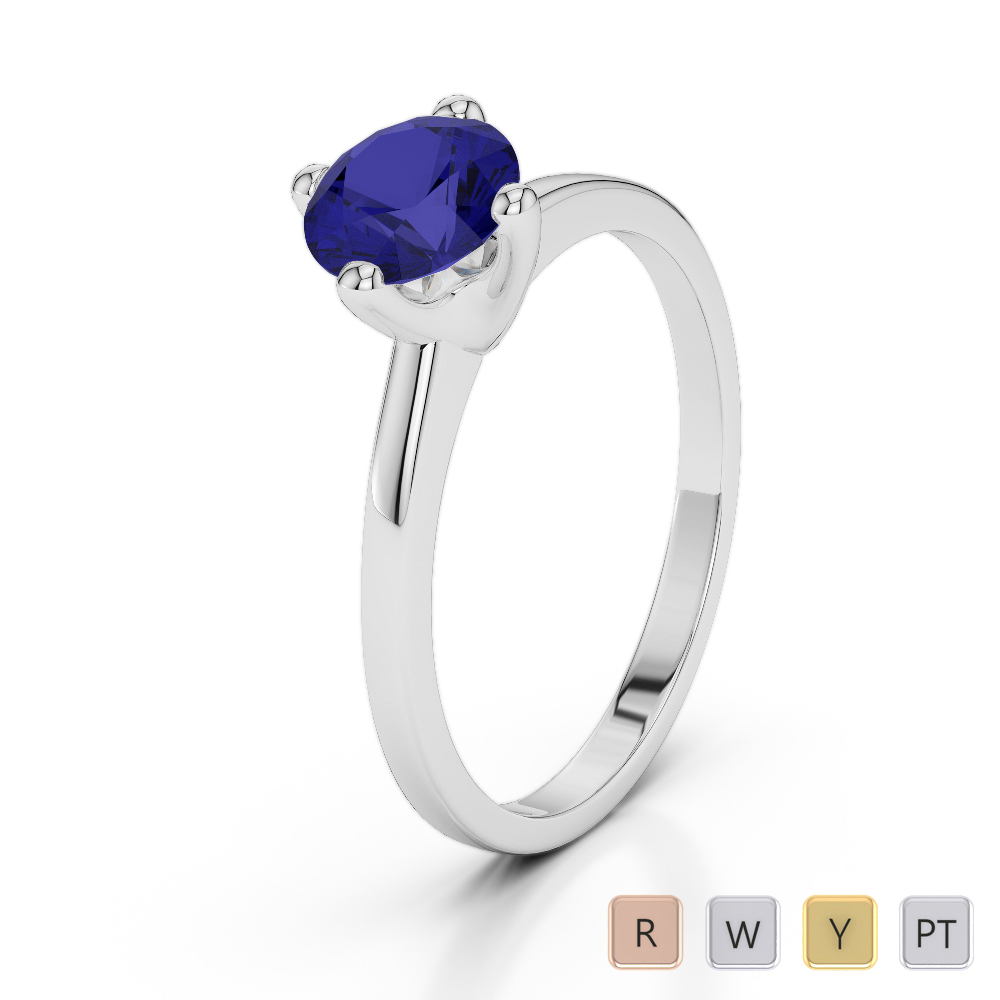 Gold / Platinum Round Cut Sapphire Engagement Ring AGDR-2028