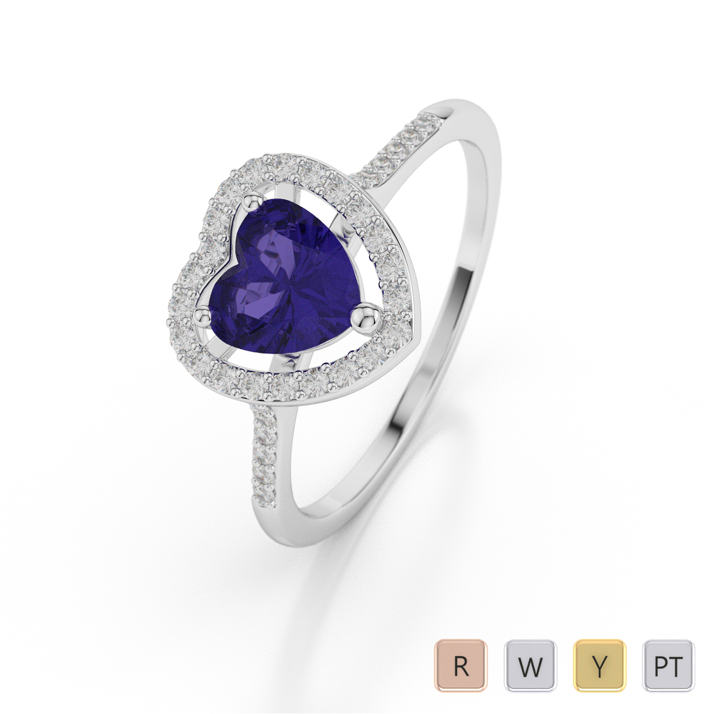 Gold / Platinum Heart Shape Tanzanite and Diamond Ring AGDR-1066