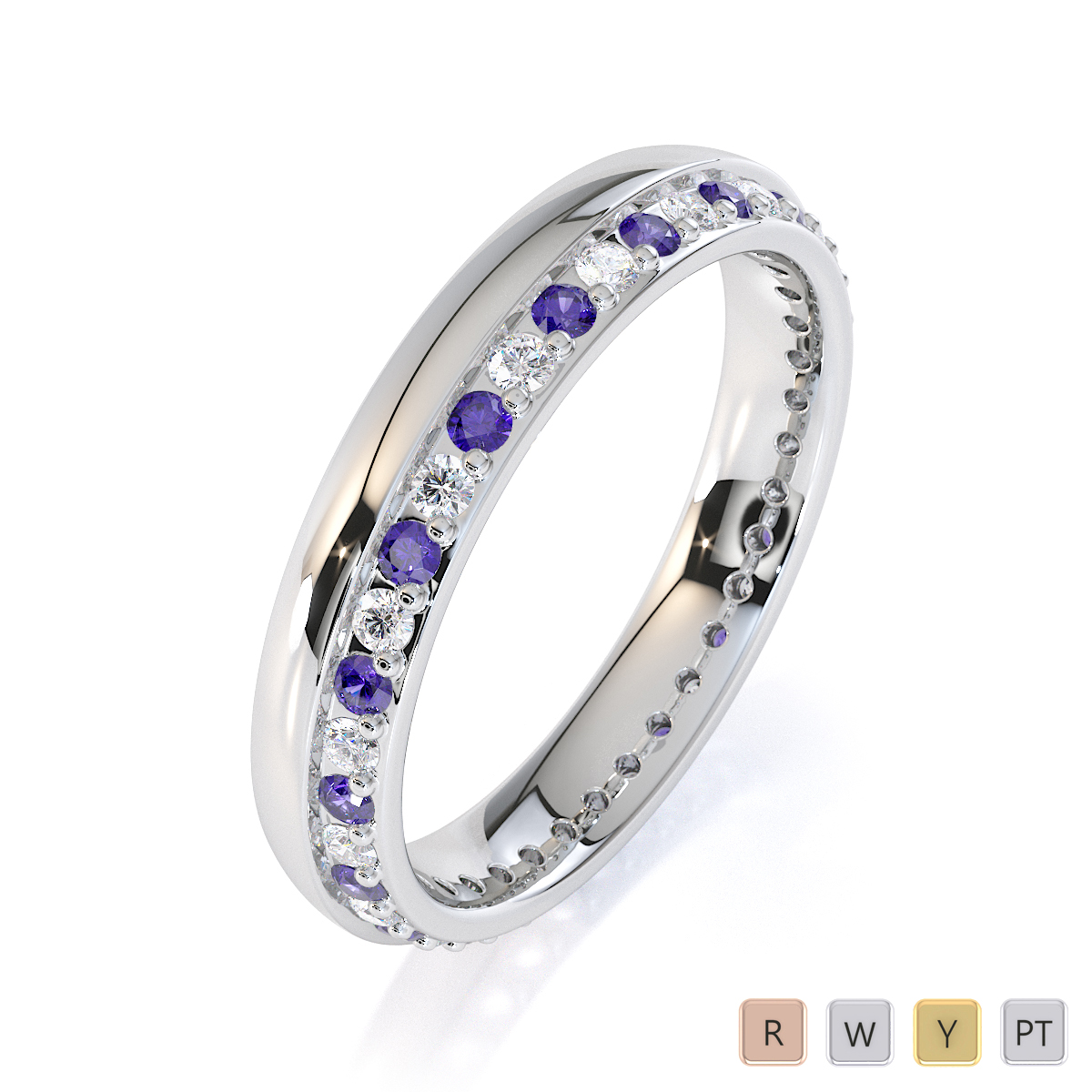 Gold / Platinum Tanzanite and Diamond Full Eternity Ring RZ1516