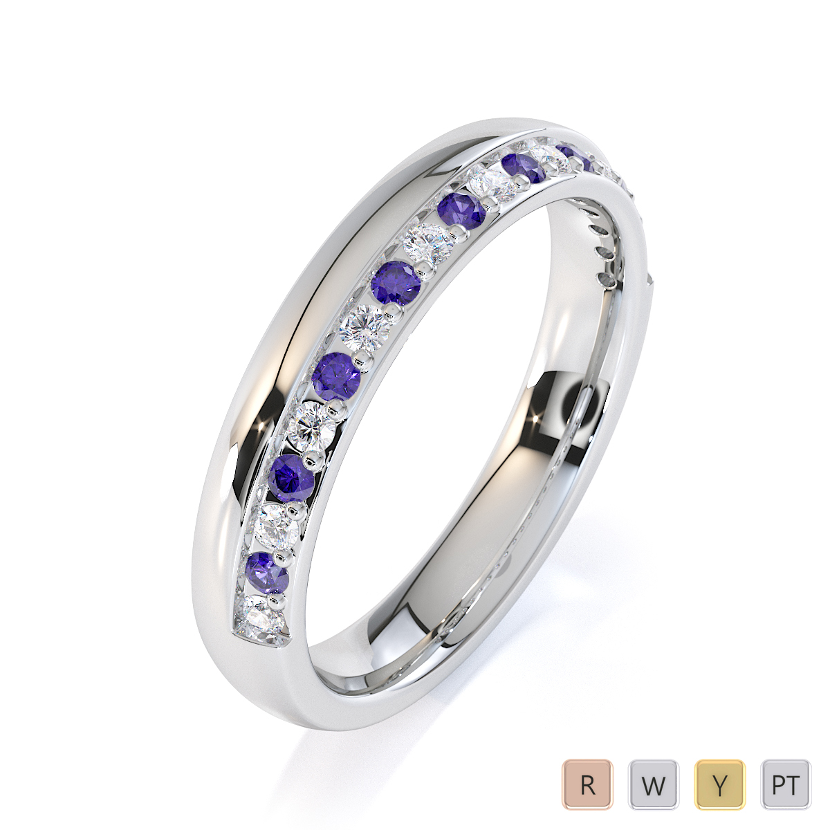 Gold / Platinum Tanzanite and Diamond Half Eternity Ring RZ1517