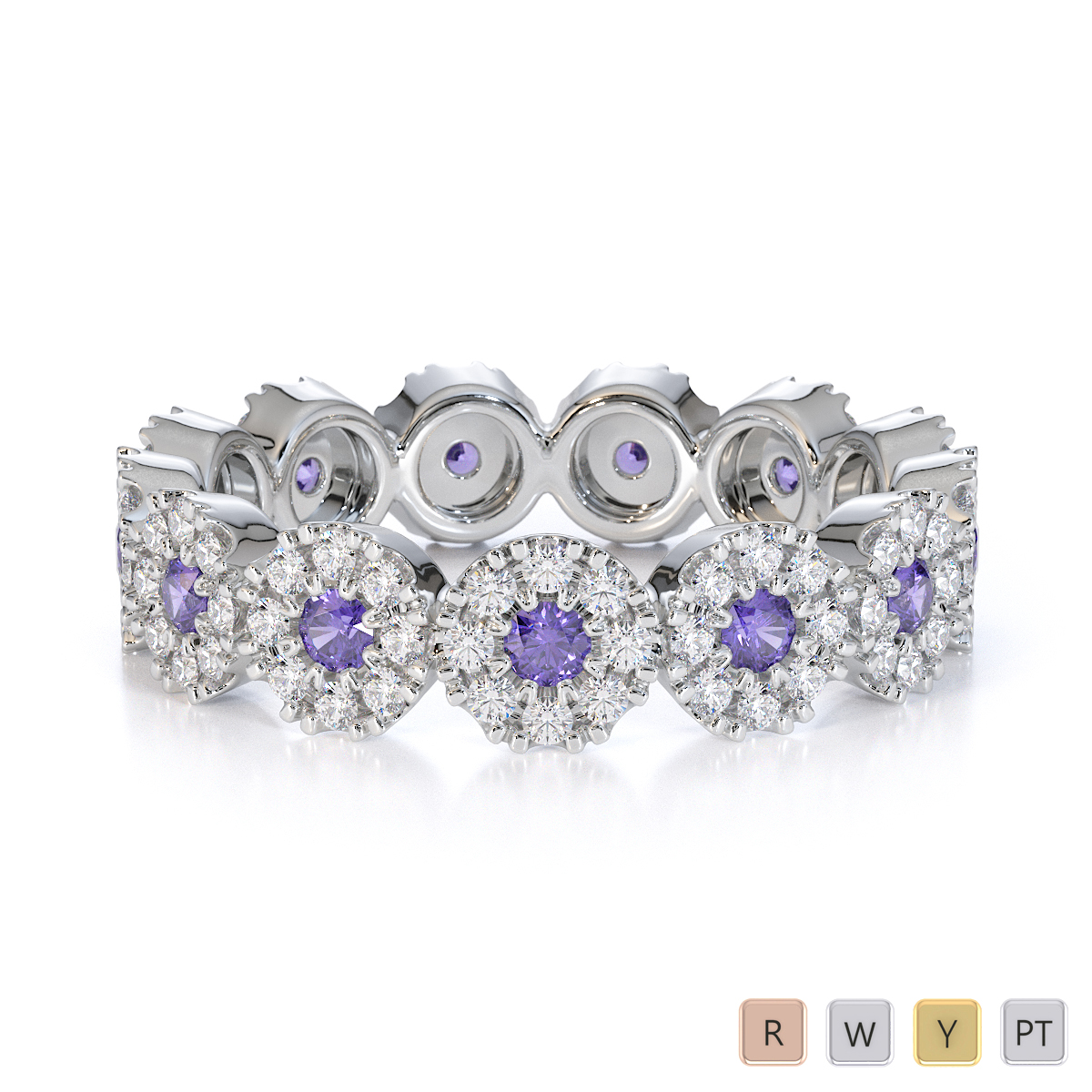 Gold / Platinum Tanzanite and Diamond Full Eternity Ring RZ1530