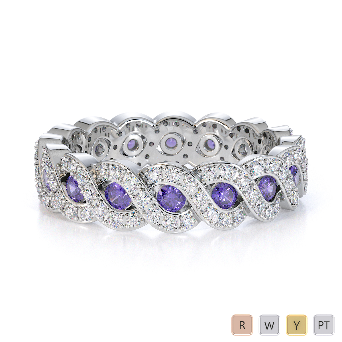 Gold / Platinum Tanzanite and Diamond Full Eternity Ring RZ1532