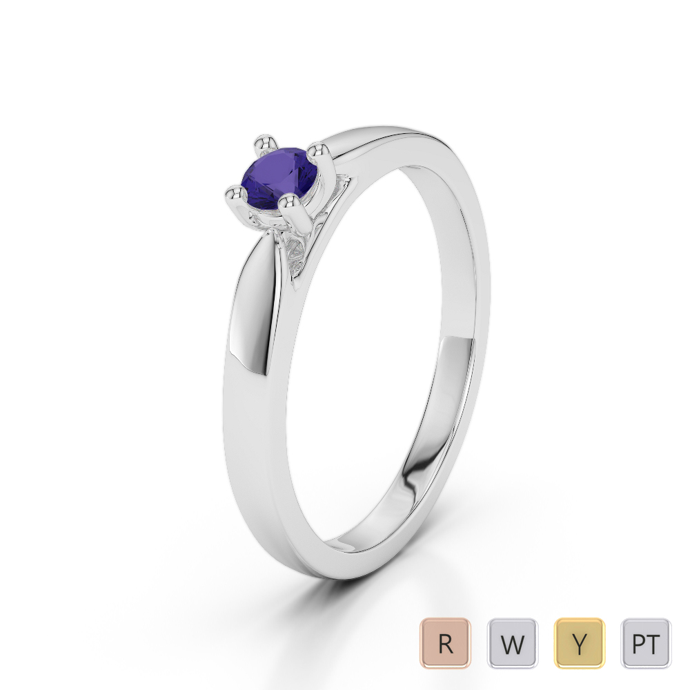 Gold / Platinum Round Cut Tanzanite Engagement Ring AGDR-1166