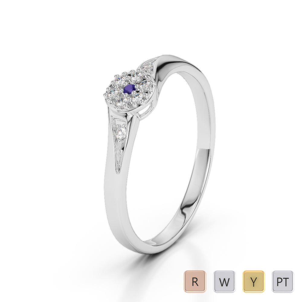 Gold / Platinum Round Cut Tanzanite and Diamond Engagement Ring AGDR-1168