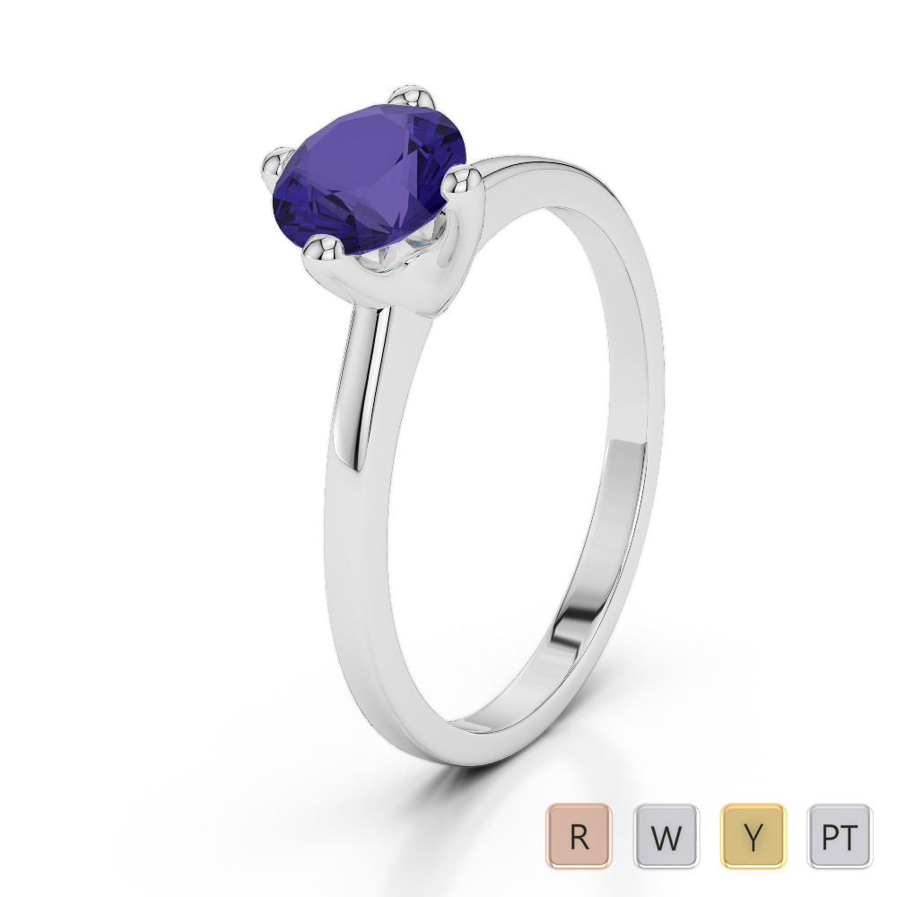 Gold / Platinum Round Cut Tanzanite Engagement Ring AGDR-2028