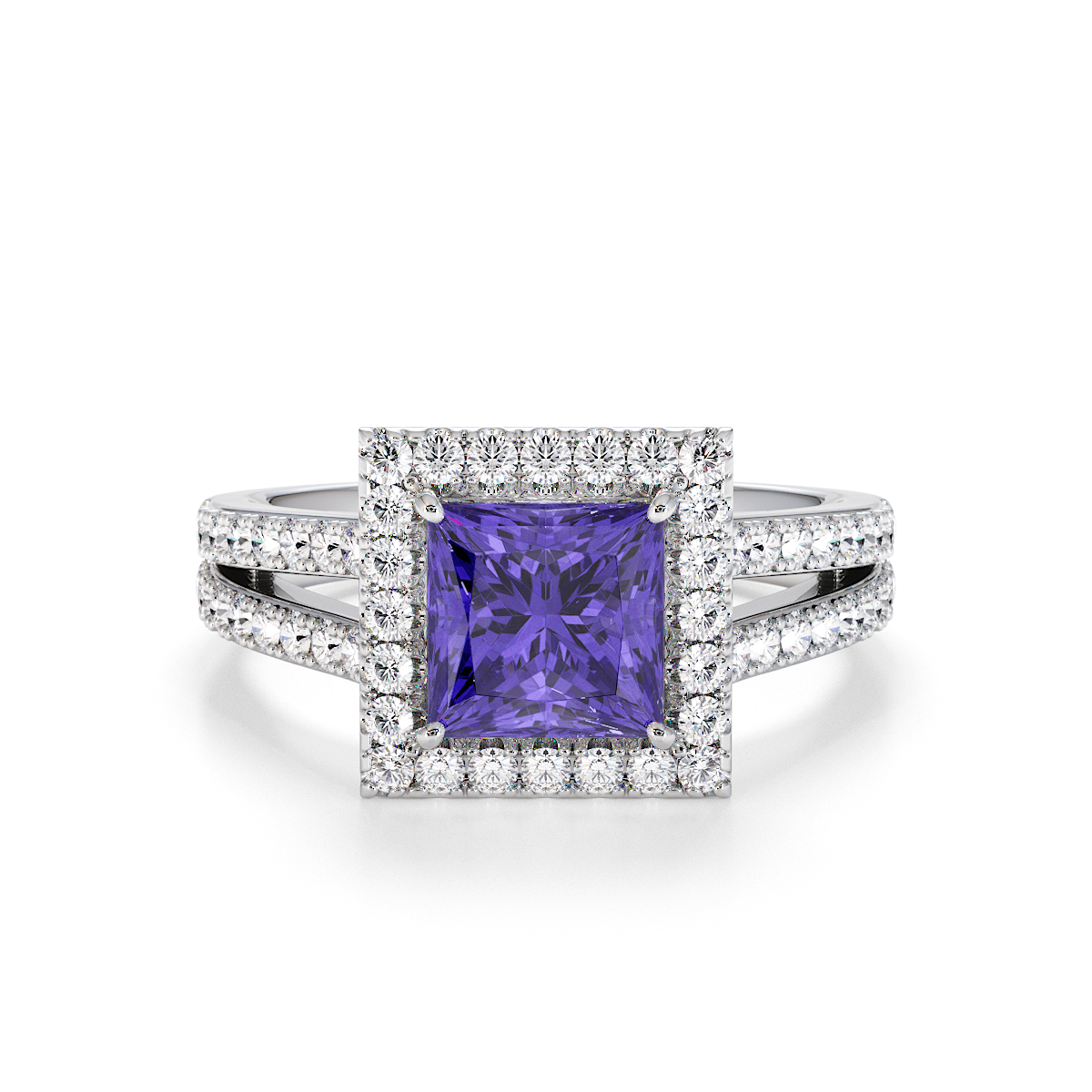 Gold / Platinum Tanzanite and Diamond Engagement Ring RZ3462