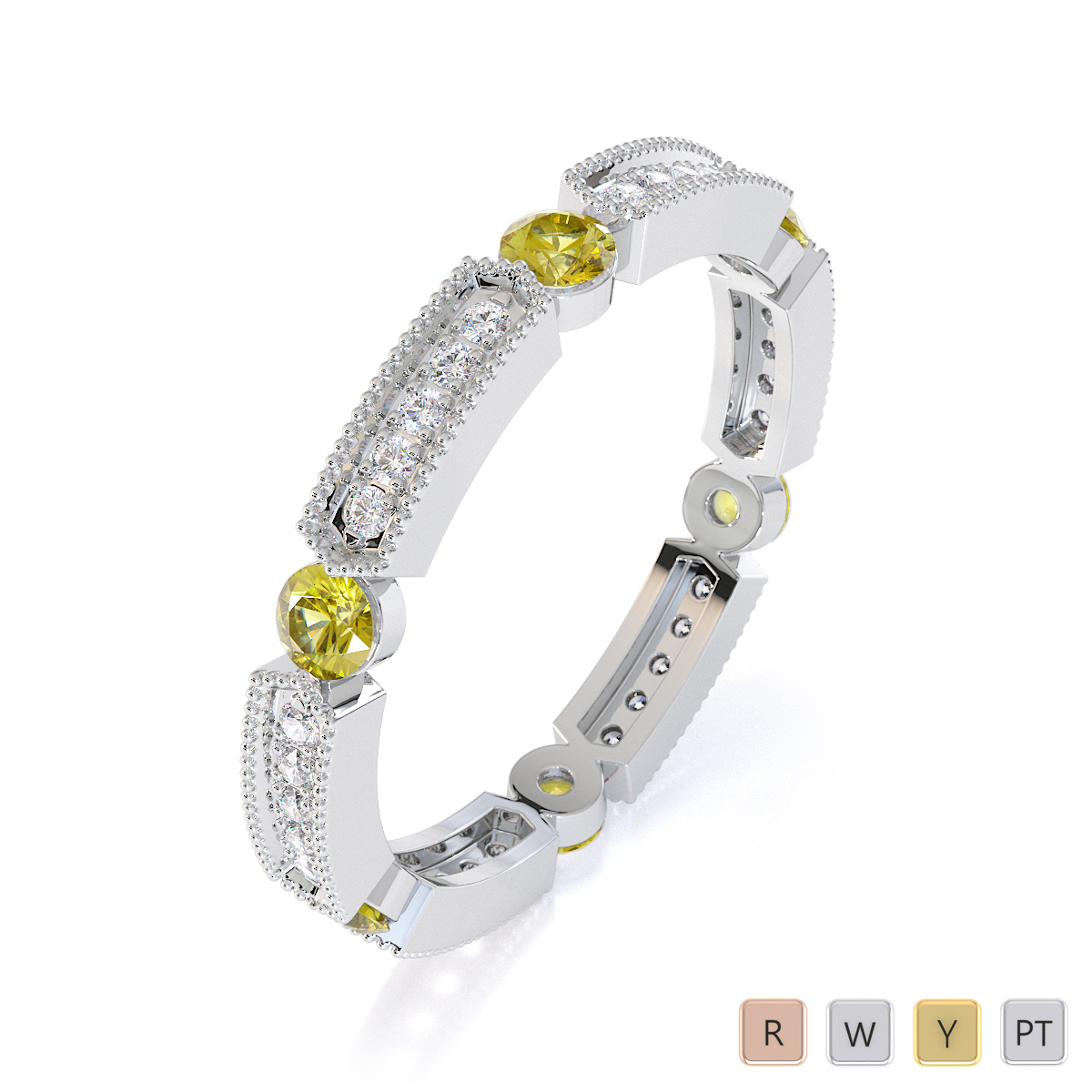 Gold / Platinum Yellow Sapphire and Diamond Full Eternity Ring RZ1500