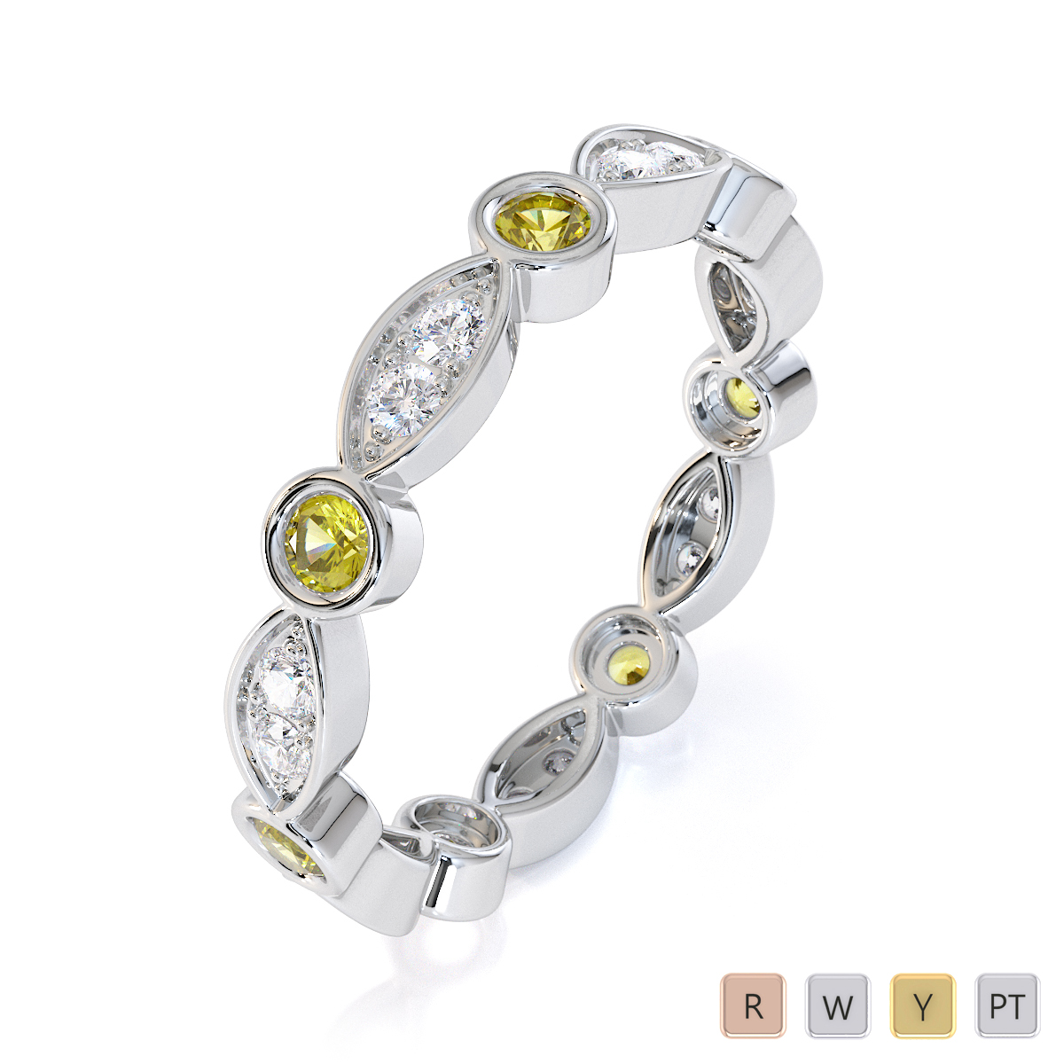 Gold / Platinum Yellow Sapphire and Diamond Full Eternity Ring RZ1510