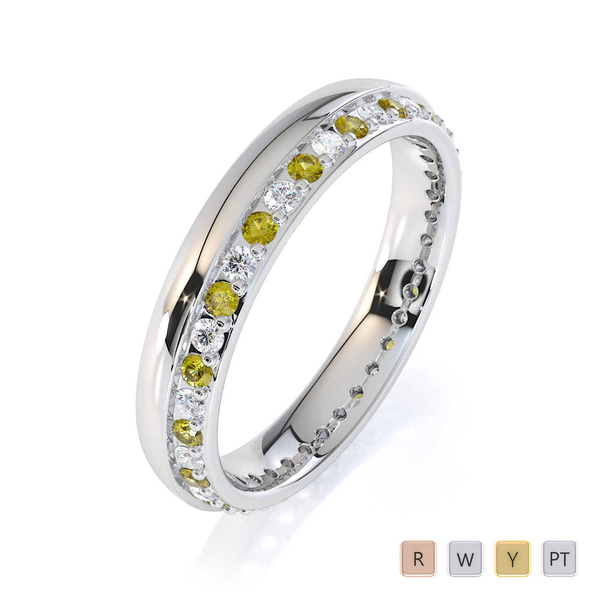 Gold / Platinum Yellow Sapphire and Diamond Full Eternity Ring RZ1516