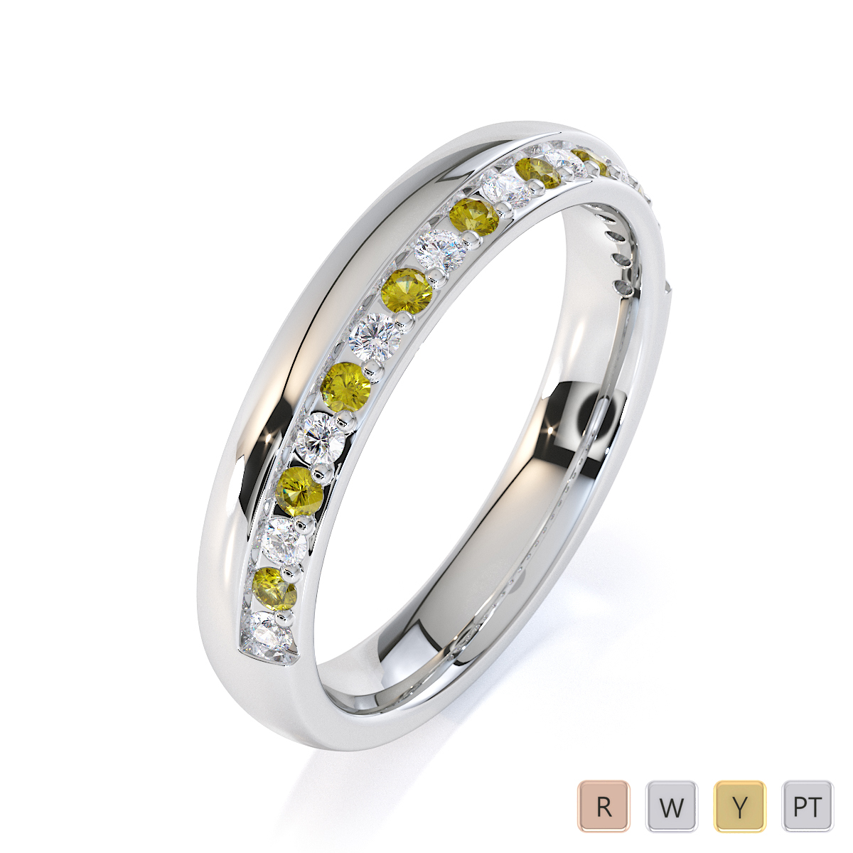 Gold / Platinum Yellow Sapphire and Diamond Half Eternity Ring RZ1517
