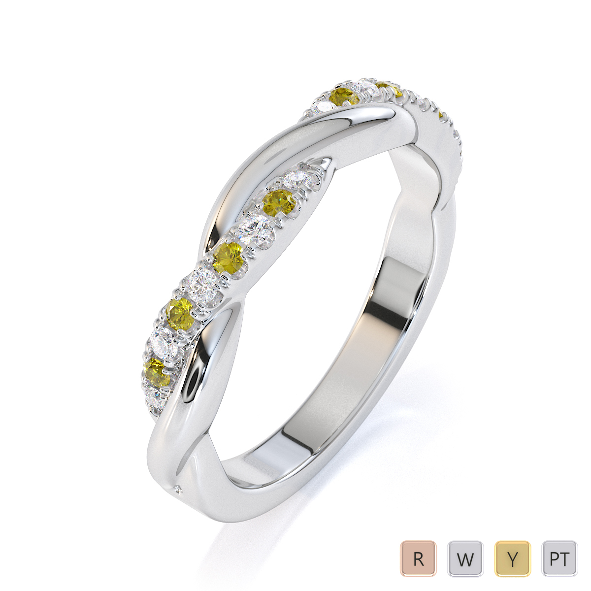 Gold / Platinum Yellow Sapphire and Diamond Half Eternity Ring RZ1523