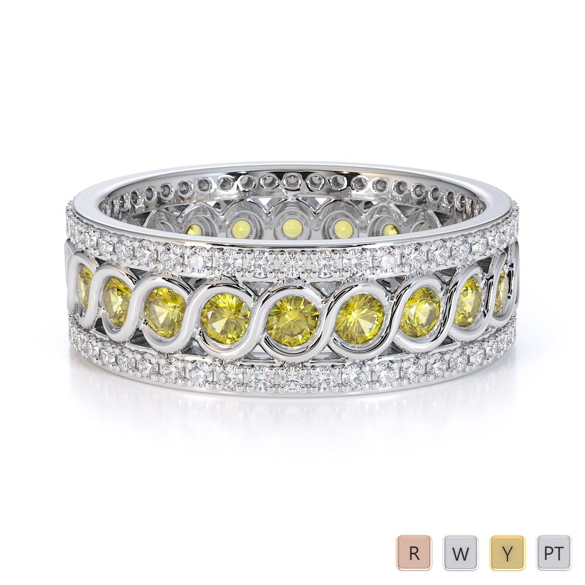 Gold / Platinum Yellow Sapphire and Diamond Full Eternity Ring RZ1524