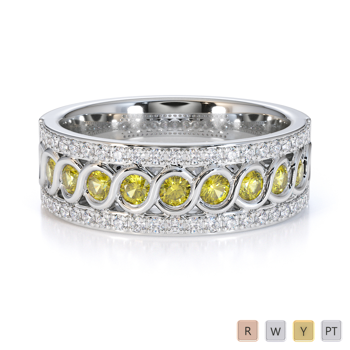 Gold / Platinum Yellow Sapphire and Diamond Half Eternity Ring RZ1525