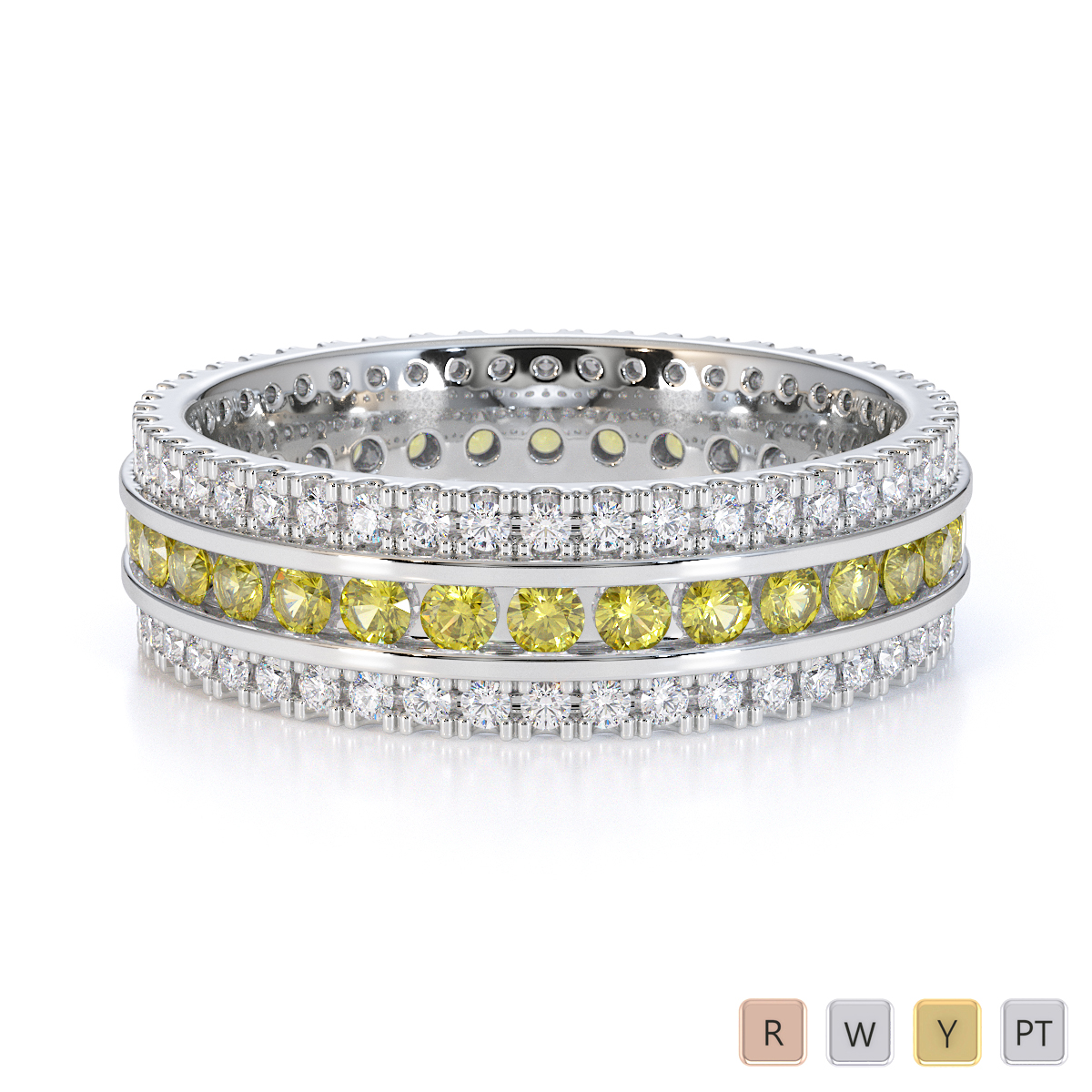 Gold / Platinum Yellow Sapphire and Diamond Full Eternity Ring RZ1526