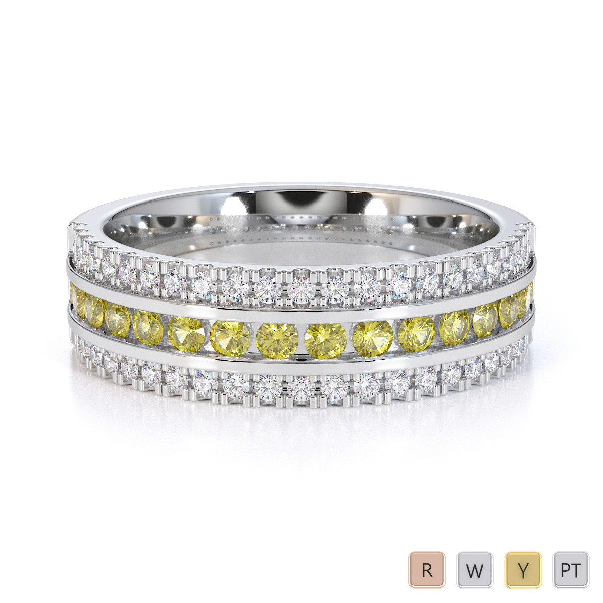 Gold / Platinum Yellow Sapphire and Diamond Half Eternity Ring RZ1527