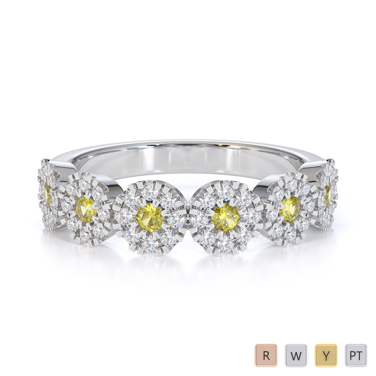 Gold / Platinum Yellow Sapphire and Diamond Half Eternity Ring RZ1531