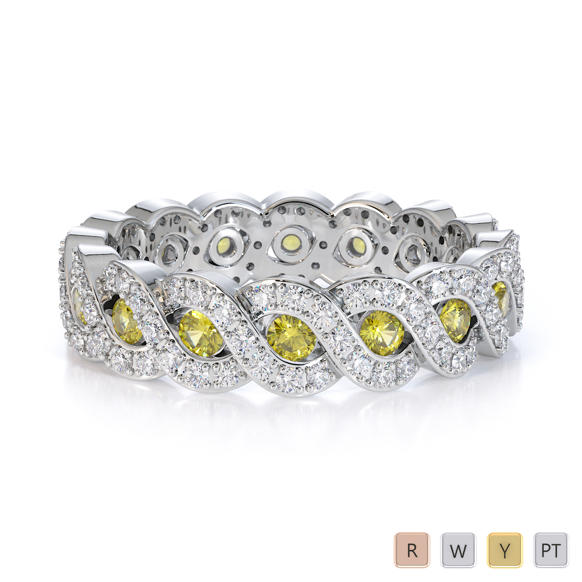 Gold / Platinum Yellow Sapphire and Diamond Full Eternity Ring RZ1532