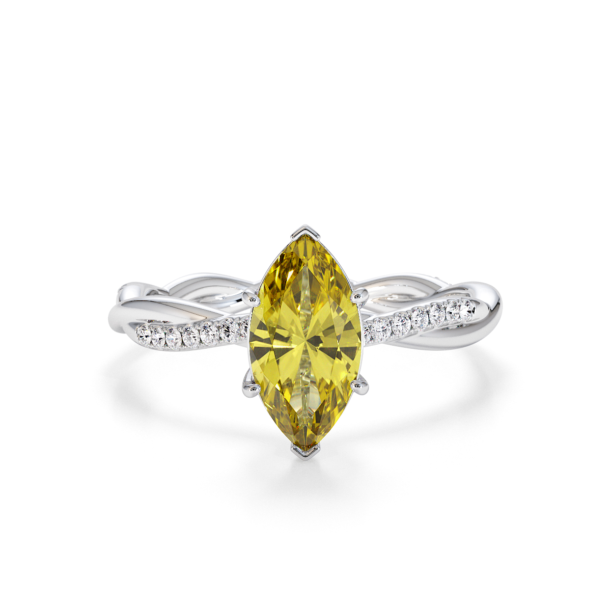 Gold / Platinum Yellow Sapphire and Diamond Engagement Ring RZ3391