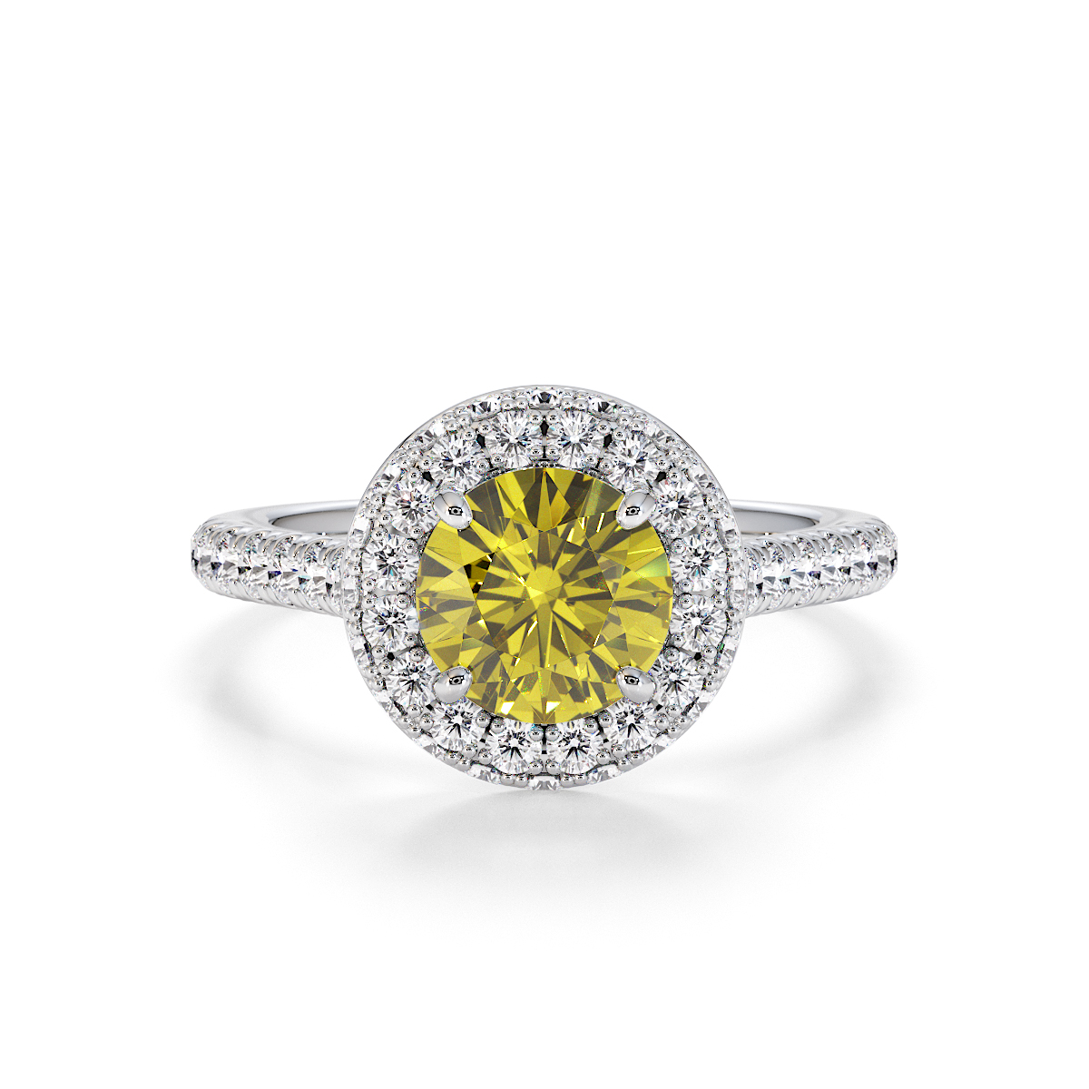 Gold / Platinum Yellow Sapphire and Diamond Engagement Ring RZ3420
