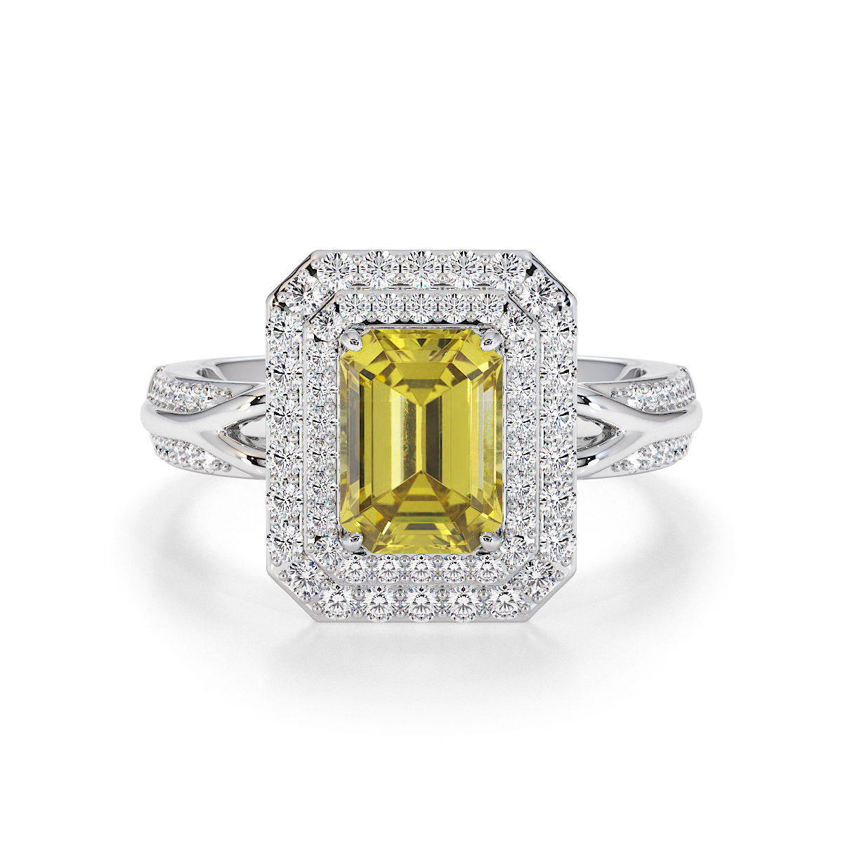 Gold / Platinum Yellow Sapphire and Diamond Engagement Ring RZ3429