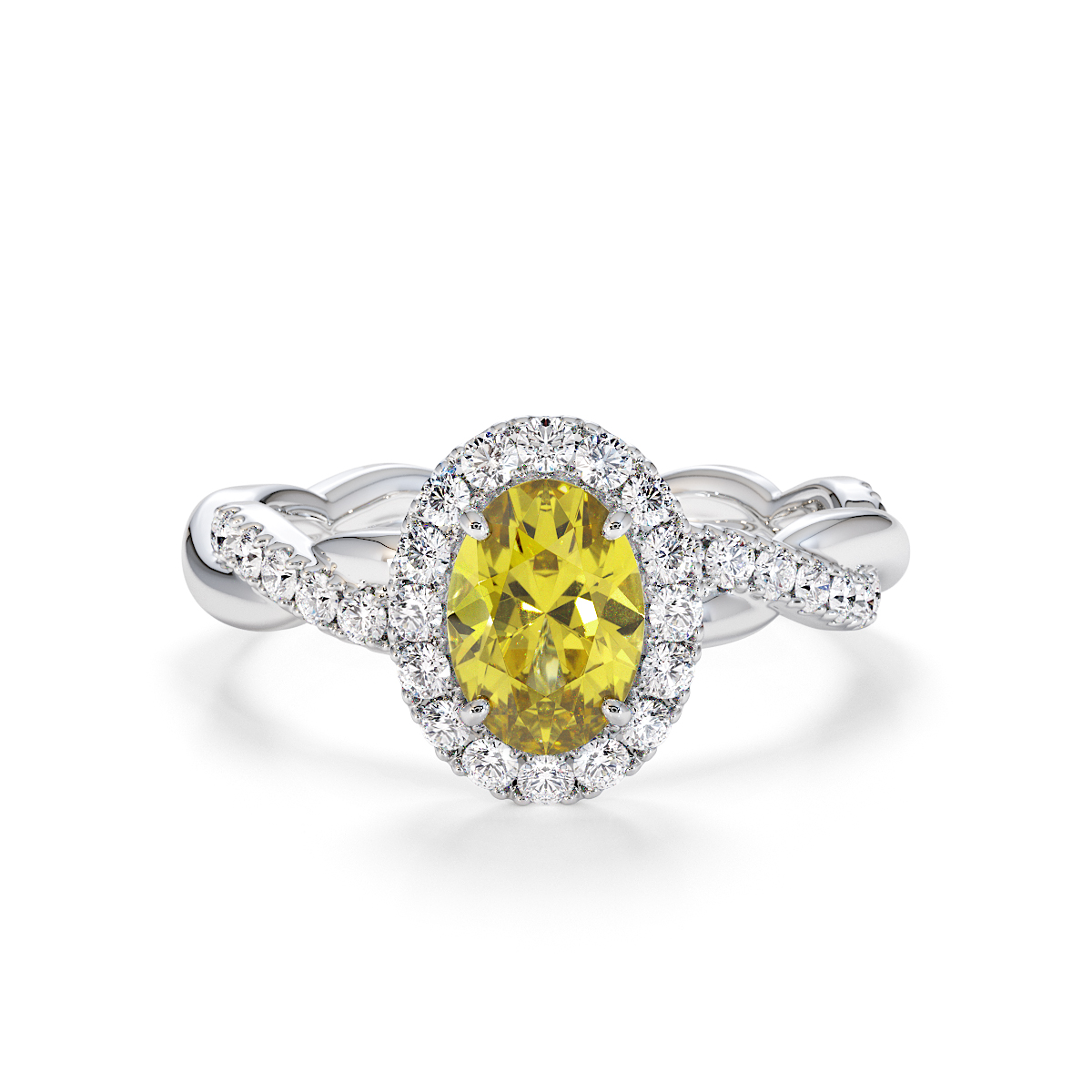Gold / Platinum Yellow Sapphire and Diamond Engagement Ring RZ3456